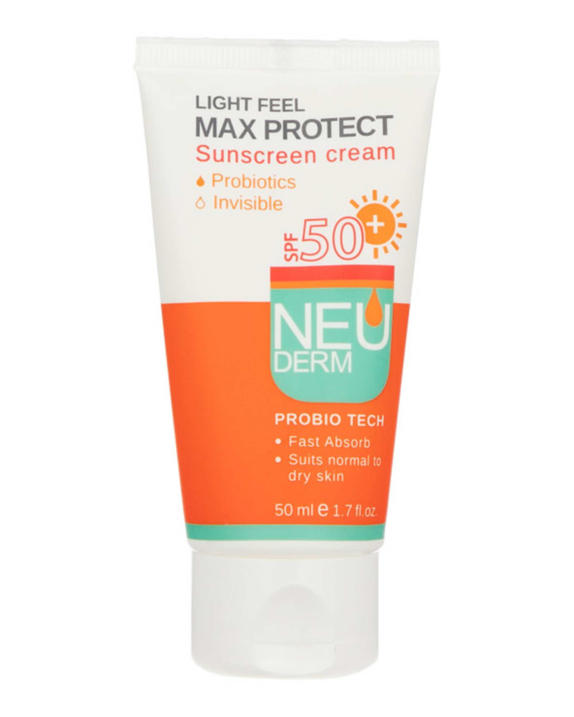 کرم ضد آفتاب بی رنگ SPF50 نئودرم Neuderm مدل Max Protect حجم 50ml