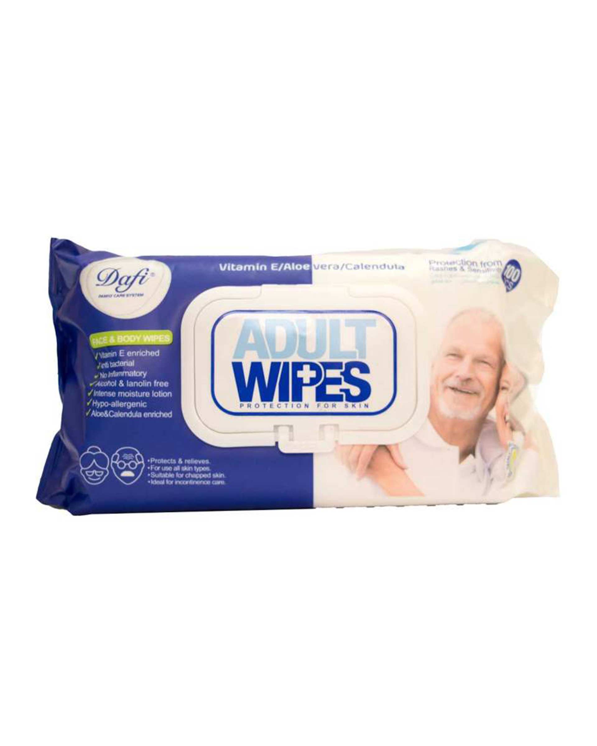 دستمال مرطوب دافی Dafi مدل Adult Wipes بسته 100 عددی