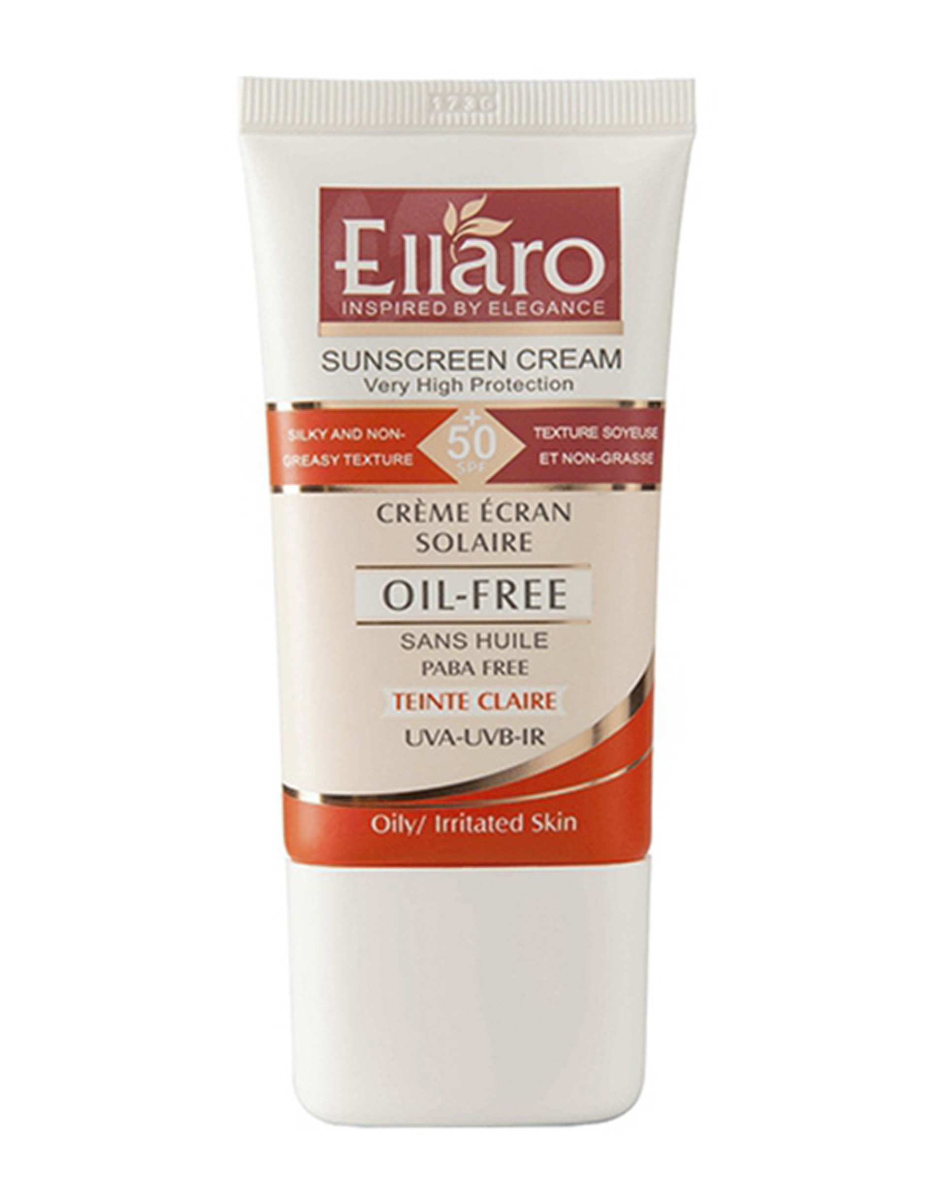 کرم ضد آفتاب رنگی SPF50 الارو Ellaro مدل Teinte Claire مناسب پوست چرب حجم 40ml