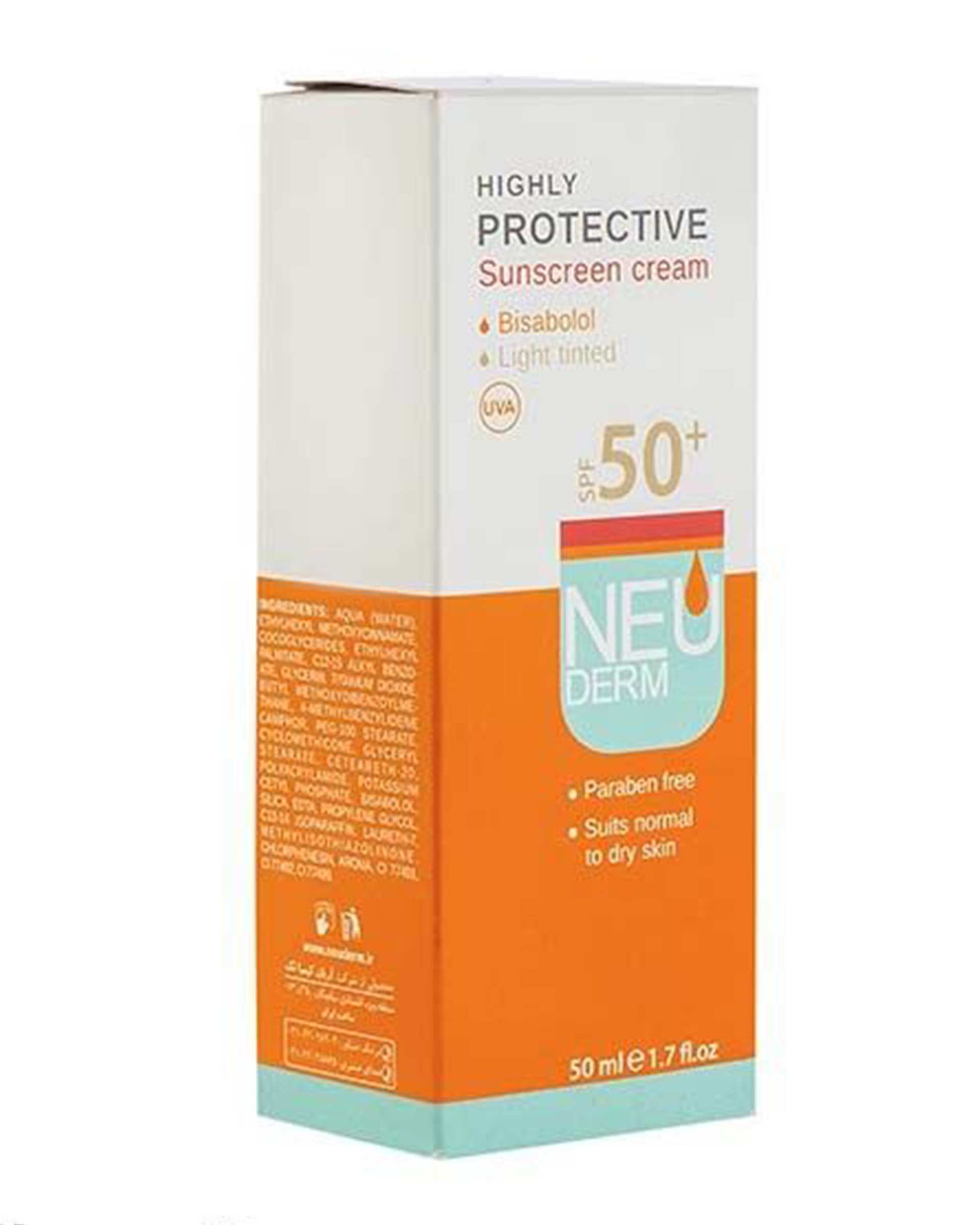 کرم ضد آفتاب رنگی SPF50 نئودرم Neuderm مدل Highly Protective حجم 50ml