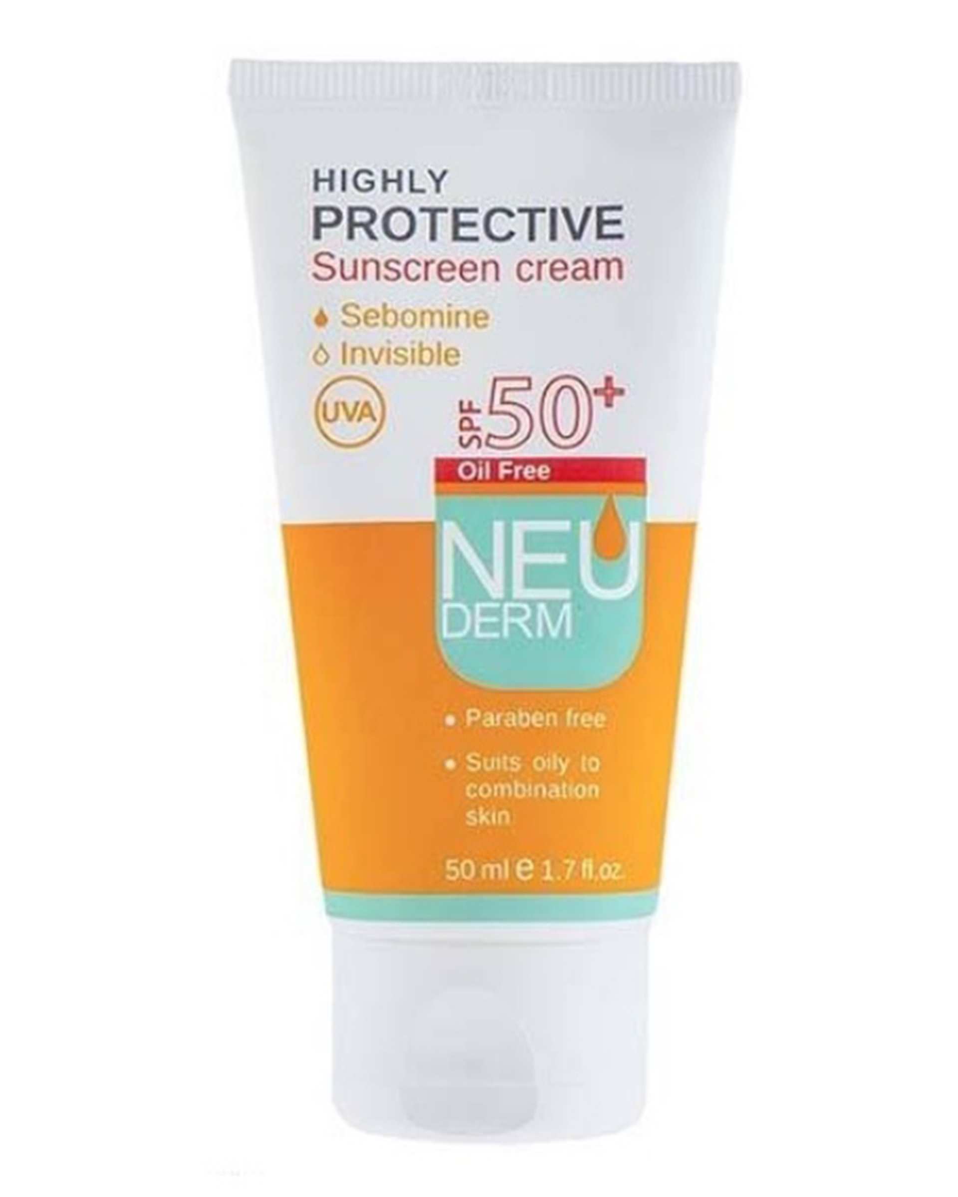 کرم ضد آفتاب بی رنگ SPF50 نئودرم Neuderm مدل Highly Protective حجم 50ml