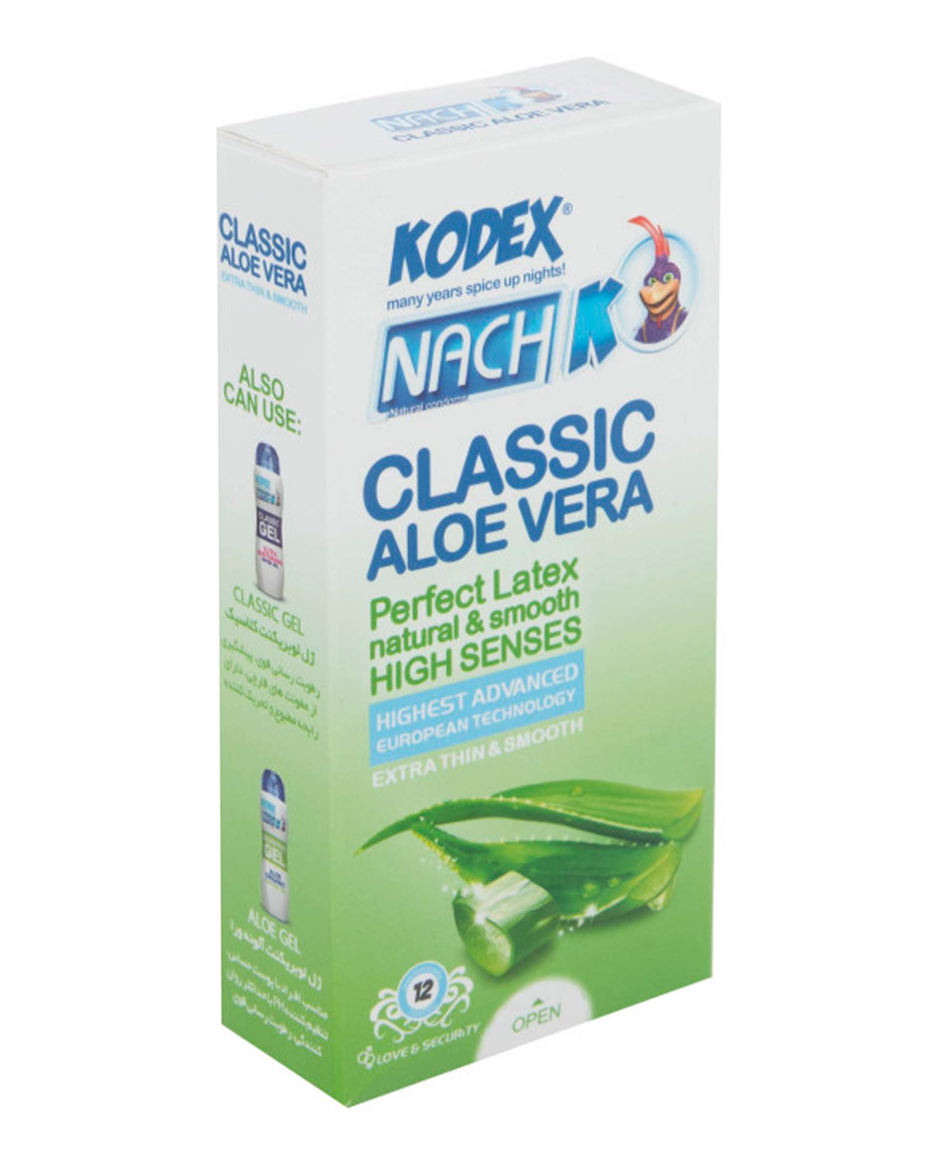 کاندوم کدکس Kodex مدل Classic Aloevera بسته 12 عددی