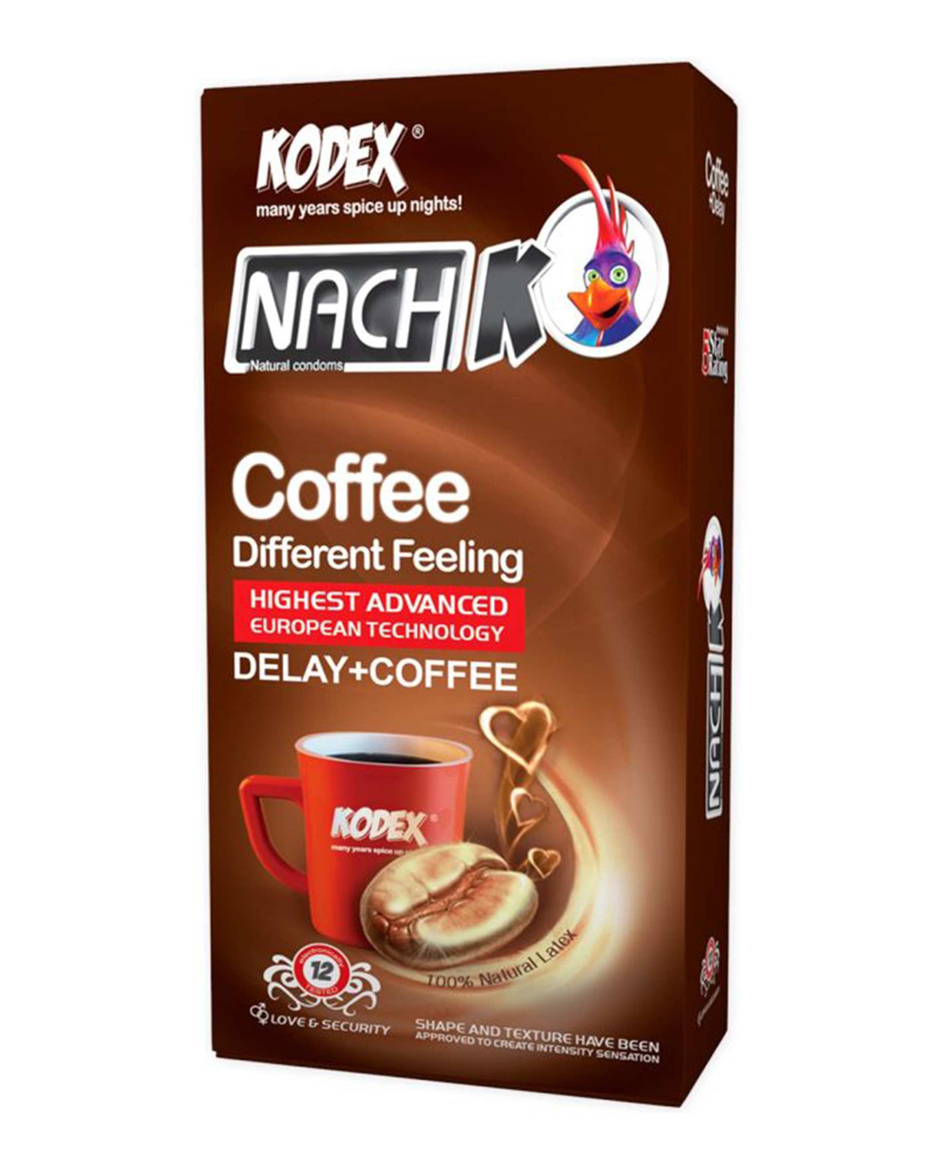 کاندوم تاخیری کدکس Kodex مدل Coffee حاوی بنزوکائین بسته 12 عددی