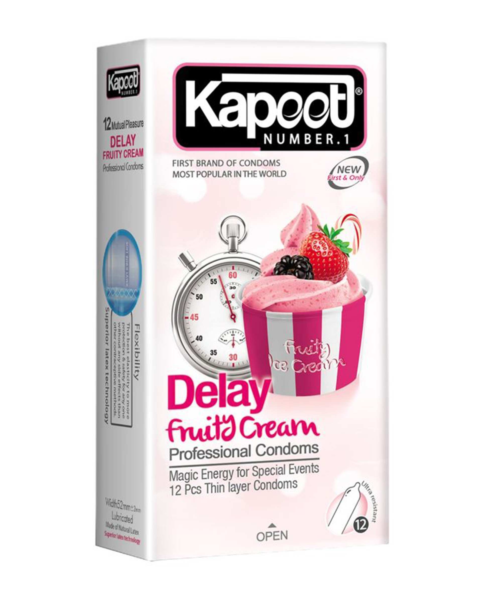 کاندوم کاپوت Kapoot مدل Delay Fruty Cream بسته 12 عددی