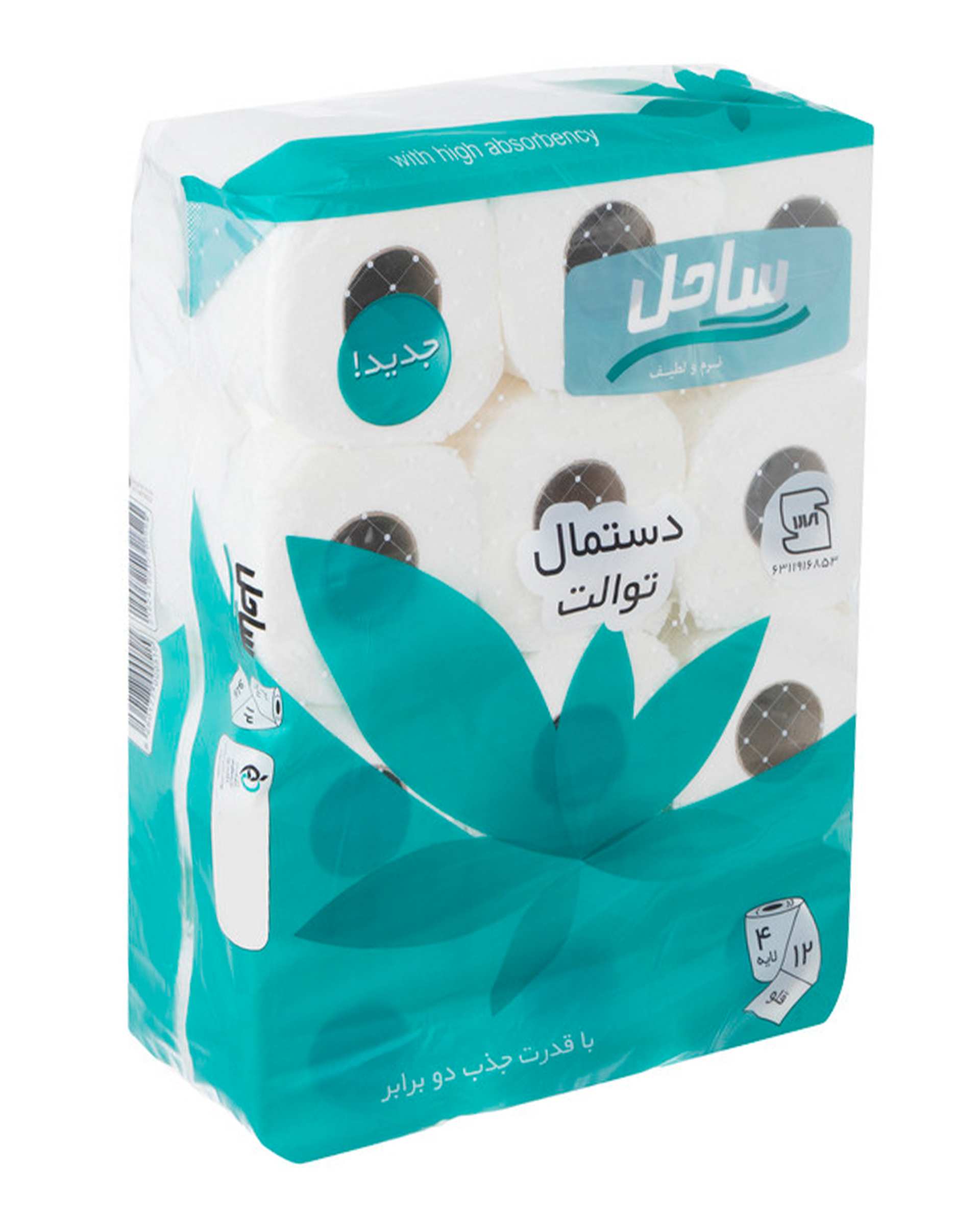 دستمال توالت دو لایه ساحل Sahel مدل Flower بسته 12 عددی