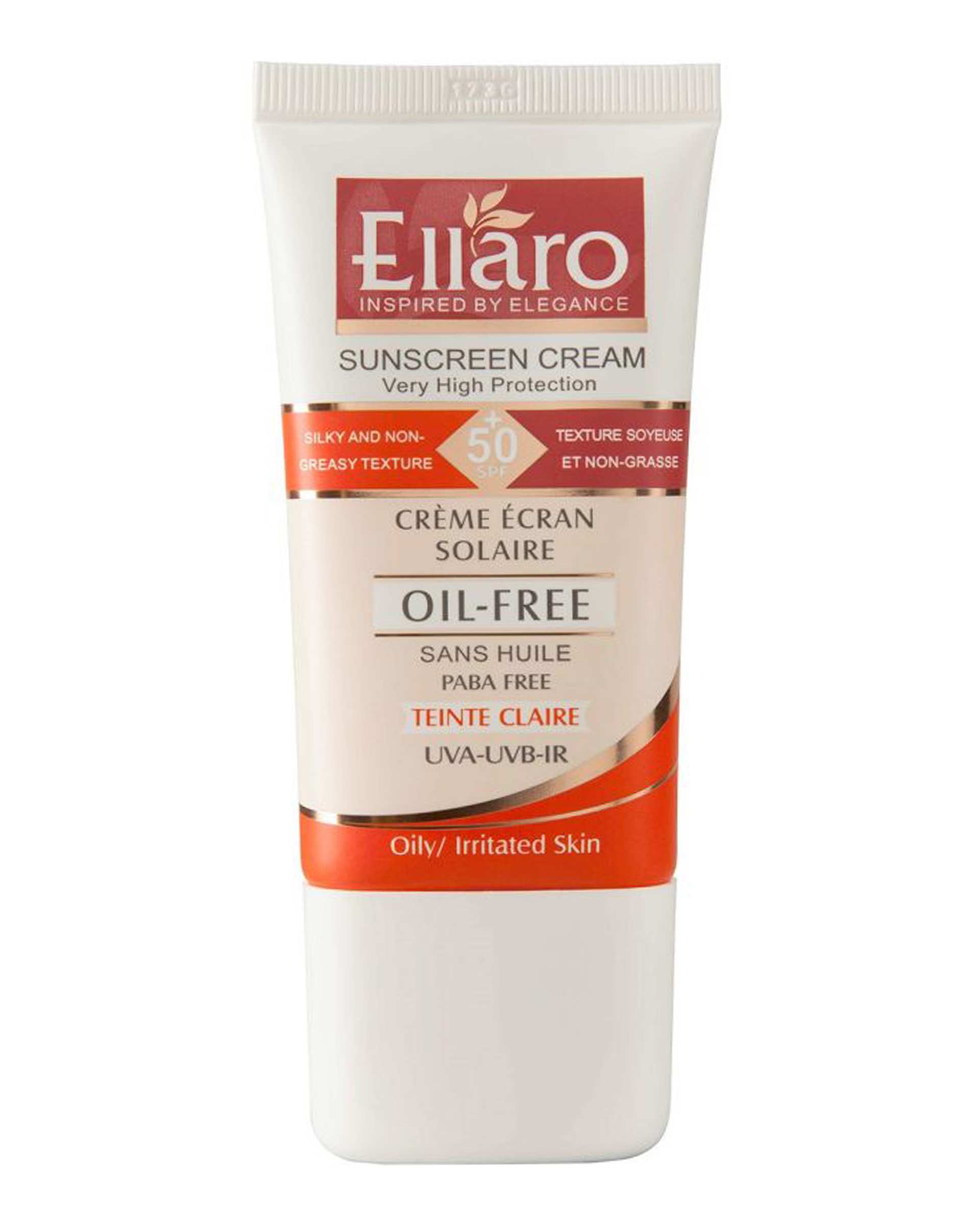 کرم ضد آفتاب SPF50 فاقد چربی الارو Ellaro حجم 40ml