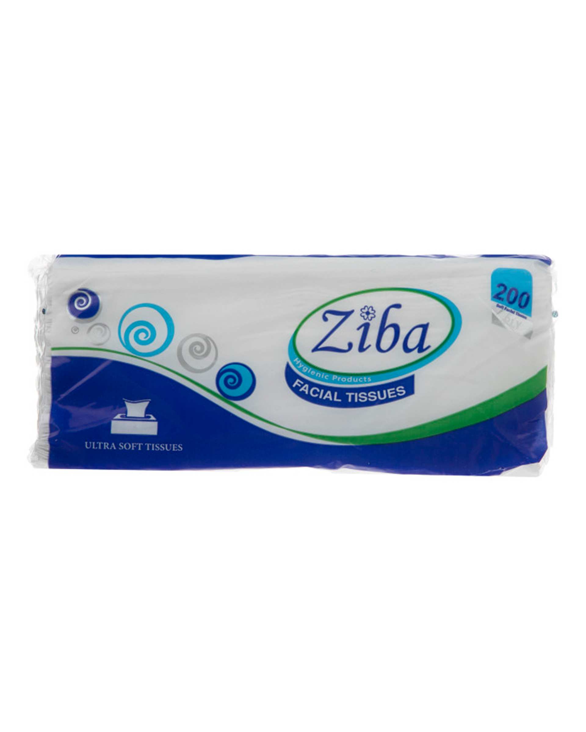 دستمال کاغذی دو لایه 100 برگ زیبا Ziba مدل Blue بسته 10 عددی