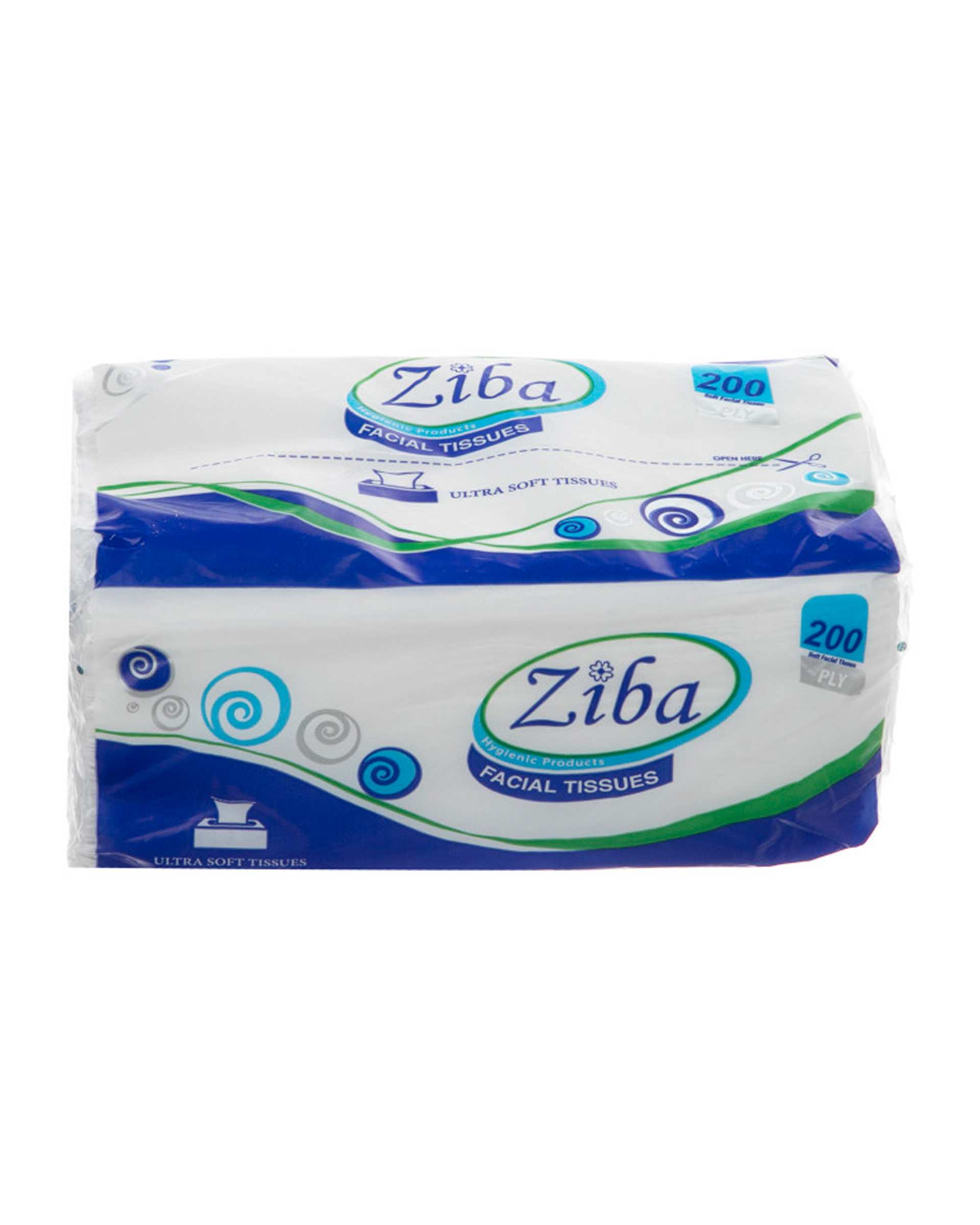 دستمال کاغذی دو لایه 100 برگ زیبا Ziba مدل Blue بسته 10 عددی