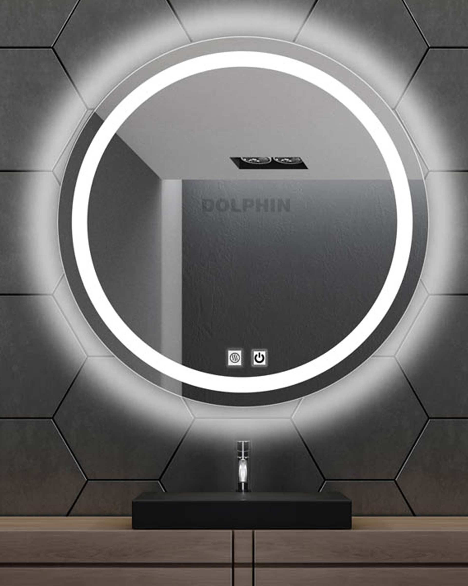 آینه سرویس بهداشتی مهتابی دلفین Dolphin مدل ضدبخار TCH-HT-Q-70  