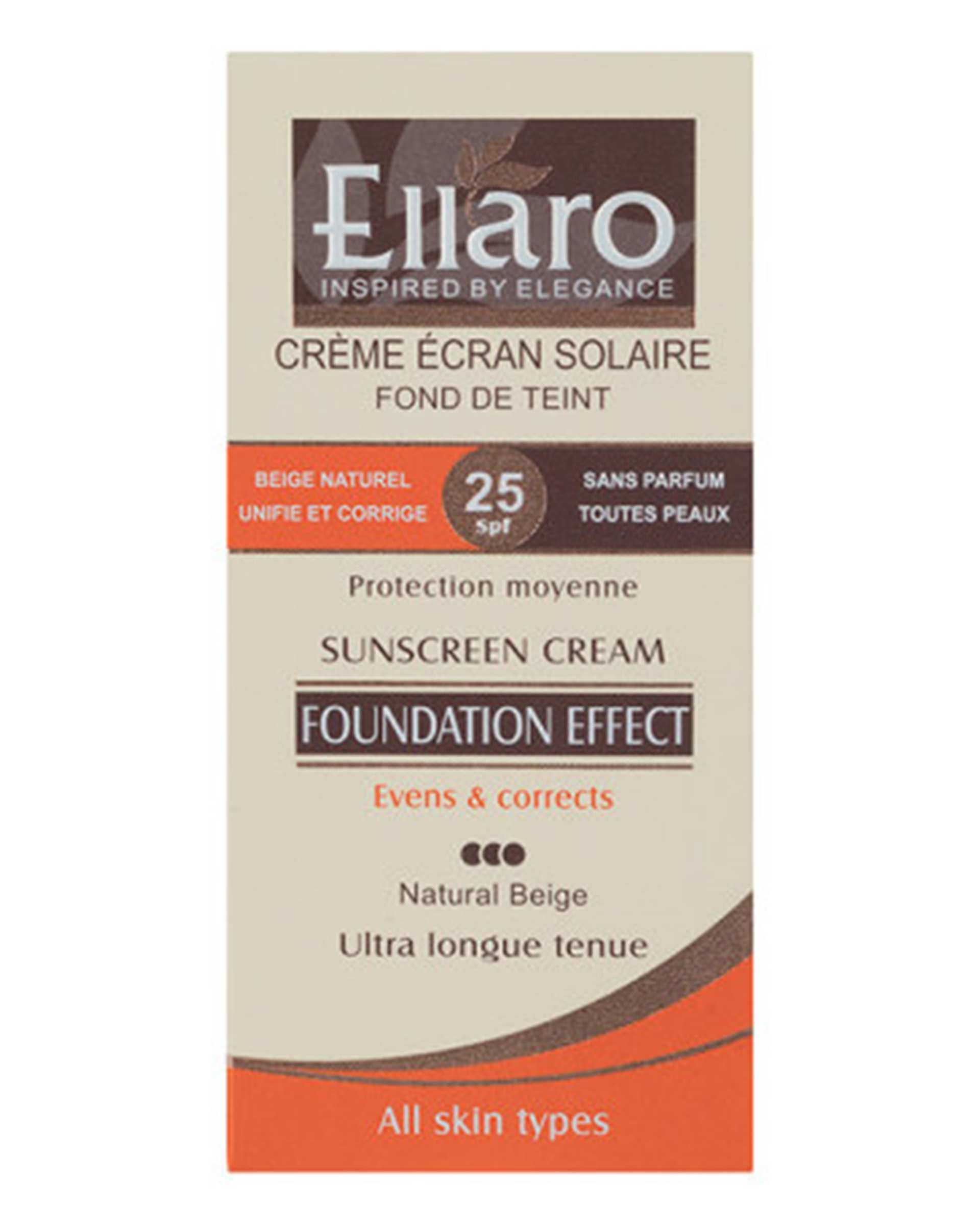 کرم ضد آفتاب رنگی SPF25 الارو Ellaro حجم 40ml