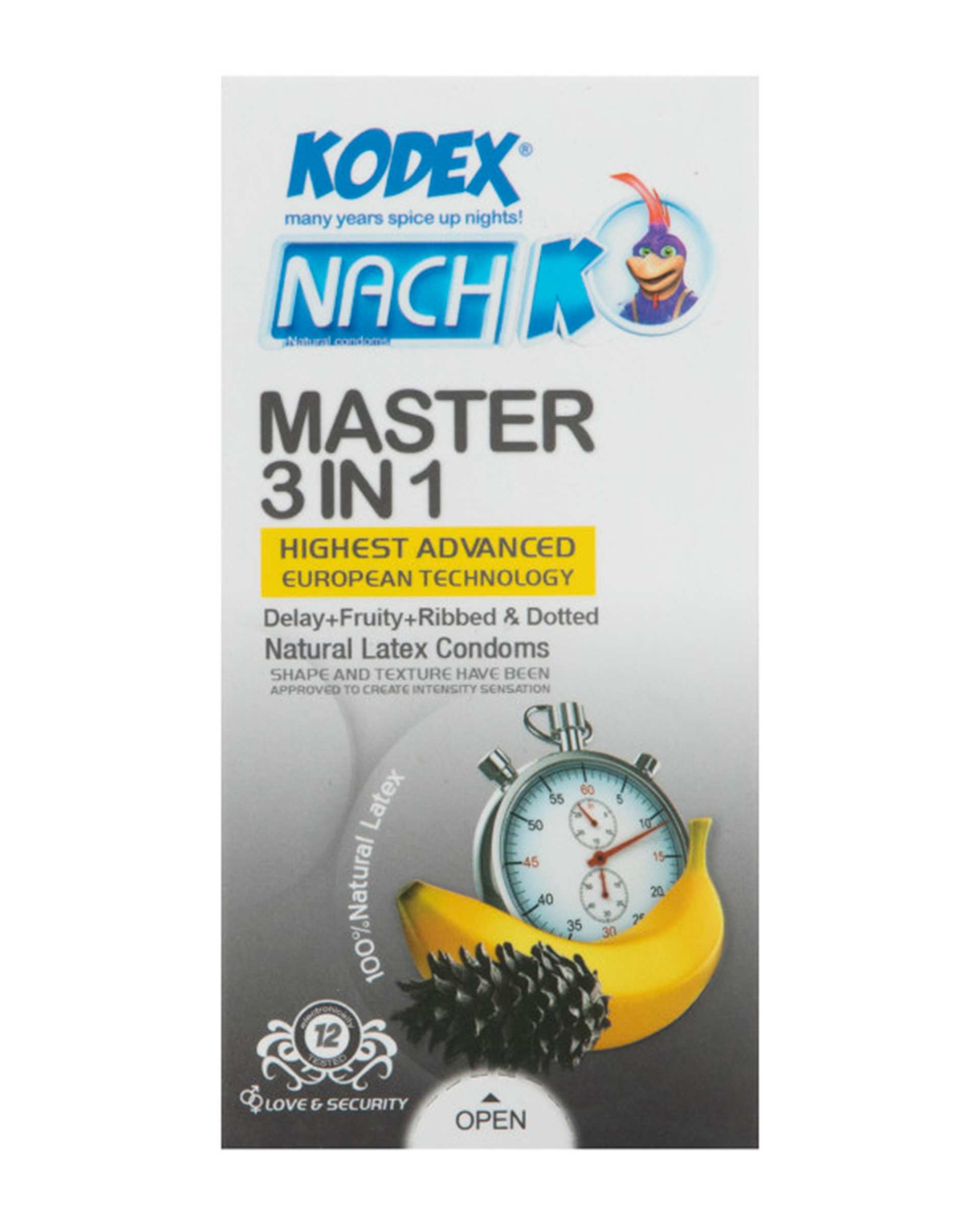 کاندوم تاخیری کدکس Kodex مدل Master 3 In 1 بسته 12 عددی