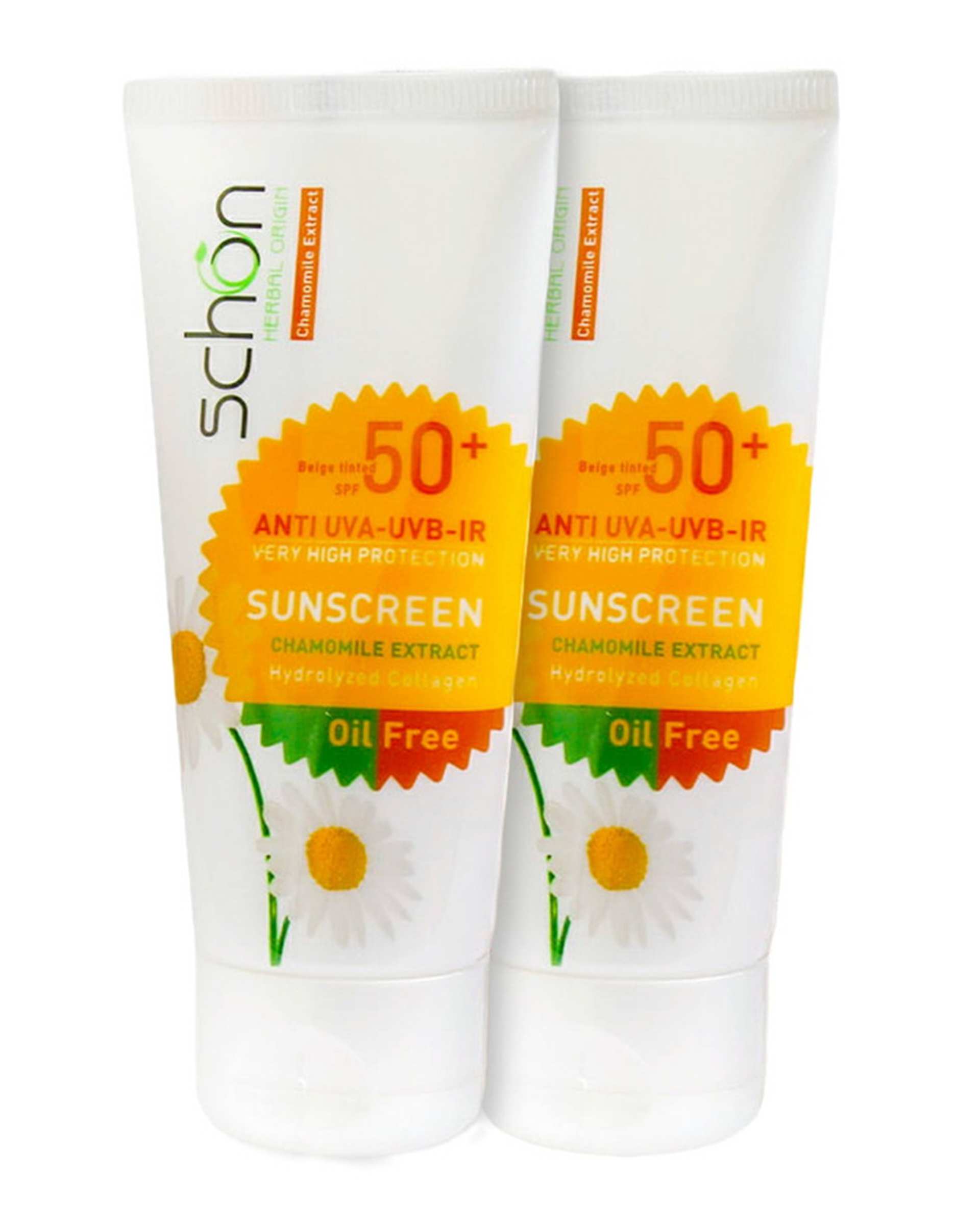 کرم ضد آفتاب رنگی SPF50 بدون چربی شون Schon حجم 50ml بسته 2 عددی 