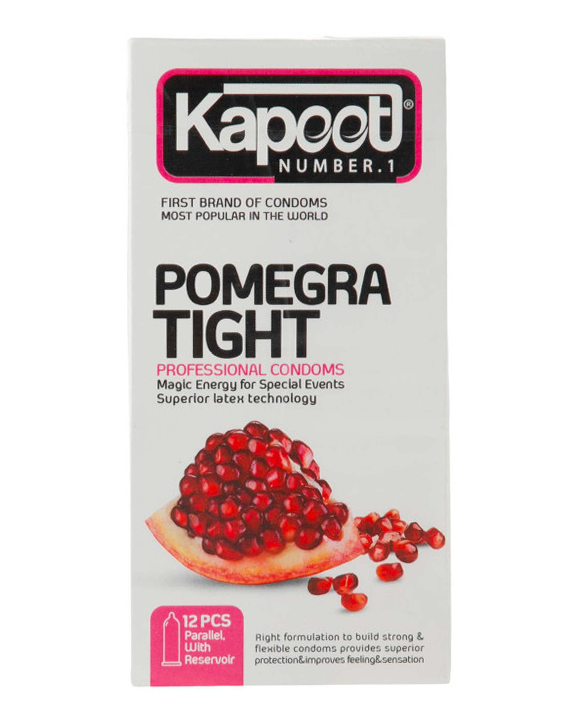 کاندوم کاپوت Kapoot مدل Pomegra Tight بسته 12 عددی