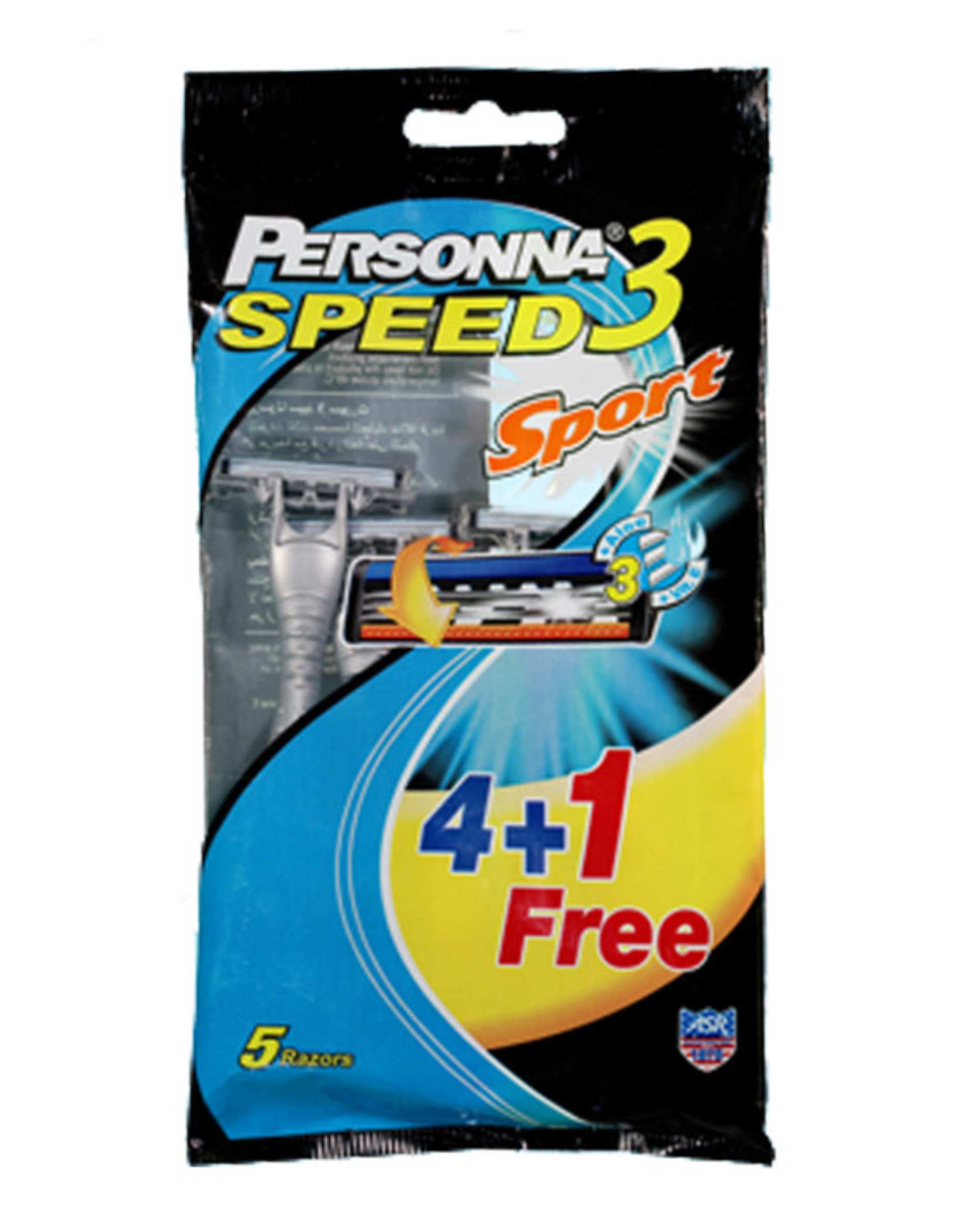 خودتراش پرسونا Personna مدل Speed 3 Sport بسته 4 عددی به همراه 1 عدد مجانی