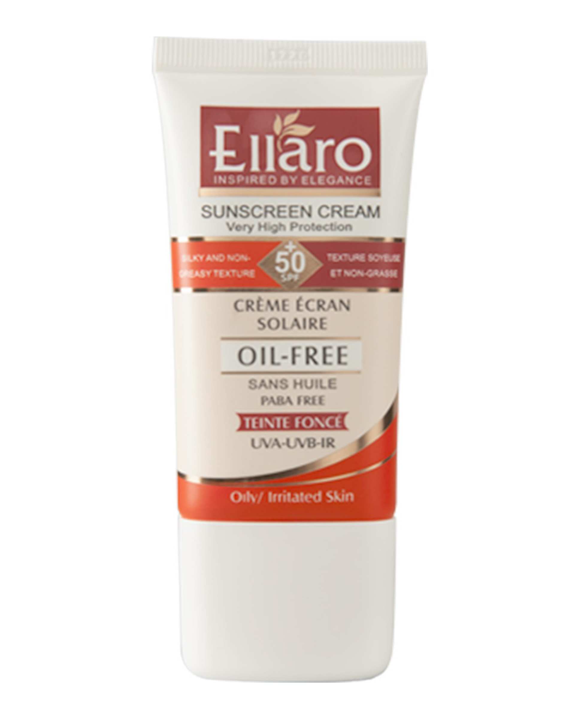 کرم ضد آفتاب رنگی SPF50 فاقد چربی الارو Ellaro مدل Teinte Foncee حجم 40ml