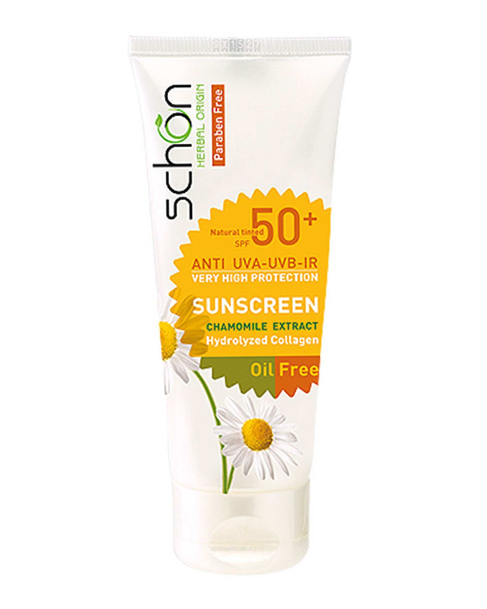 کرم ضد آفتاب رنگی SPF50 فاقد چربی شون Schon مدل Chamomile extract