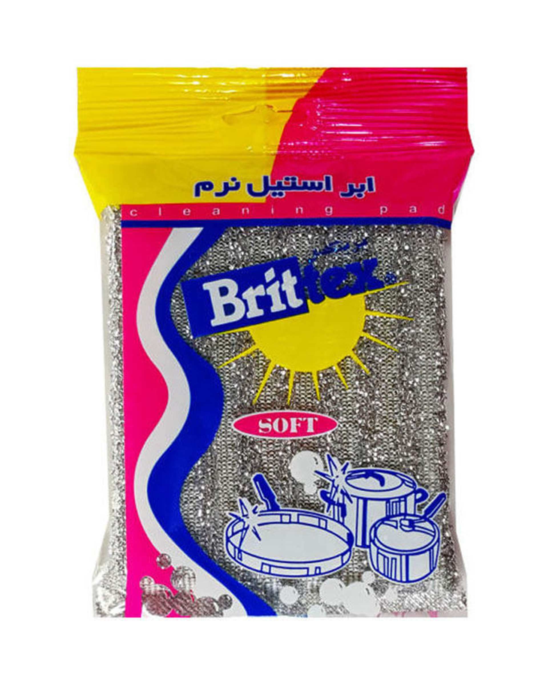 ابر استیل ظرفشویی بریتکس Brittex مدل نرم بسته 3 عددی