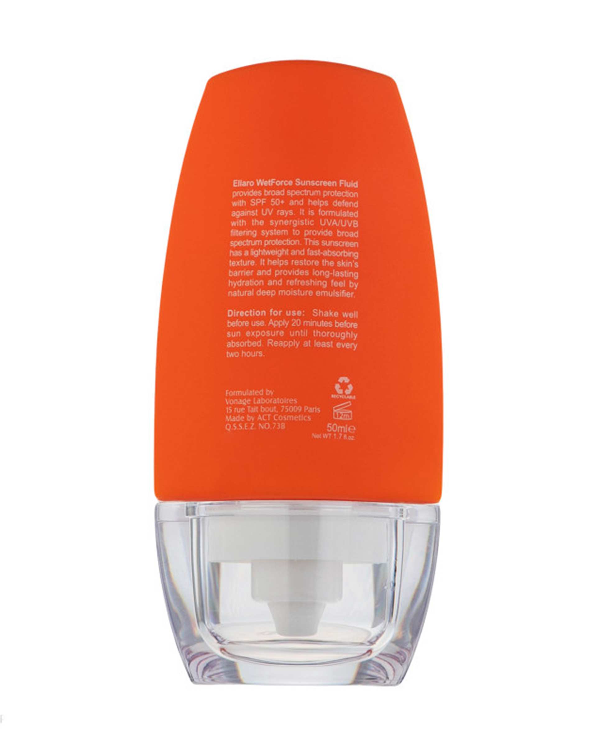 فلوئید ضد آفتاب SPF50 فاقد چربی الارو Ellaro مدل Ultra Light حجم 50ml