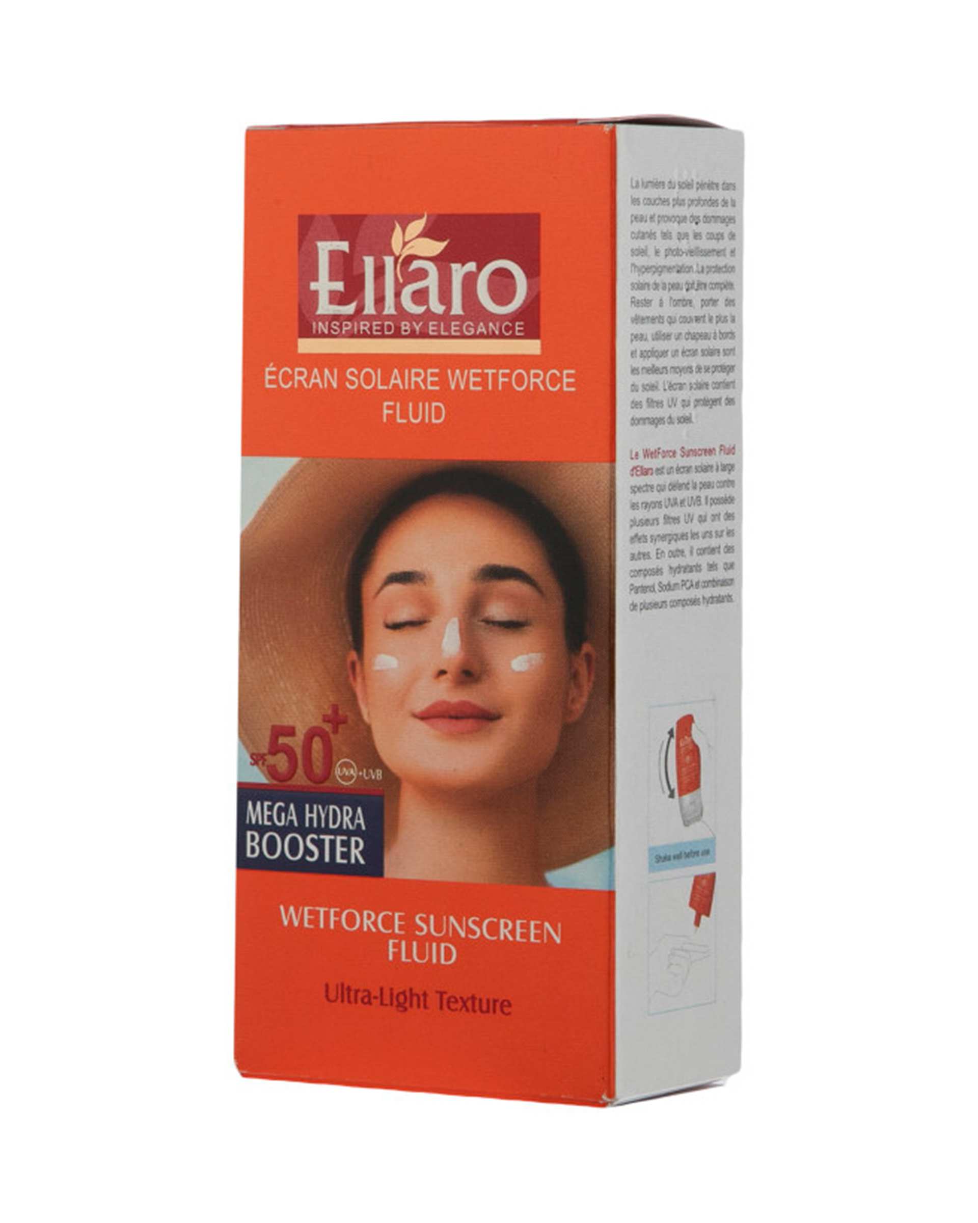 فلوئید ضد آفتاب SPF50 فاقد چربی الارو Ellaro مدل Ultra Light حجم 50ml