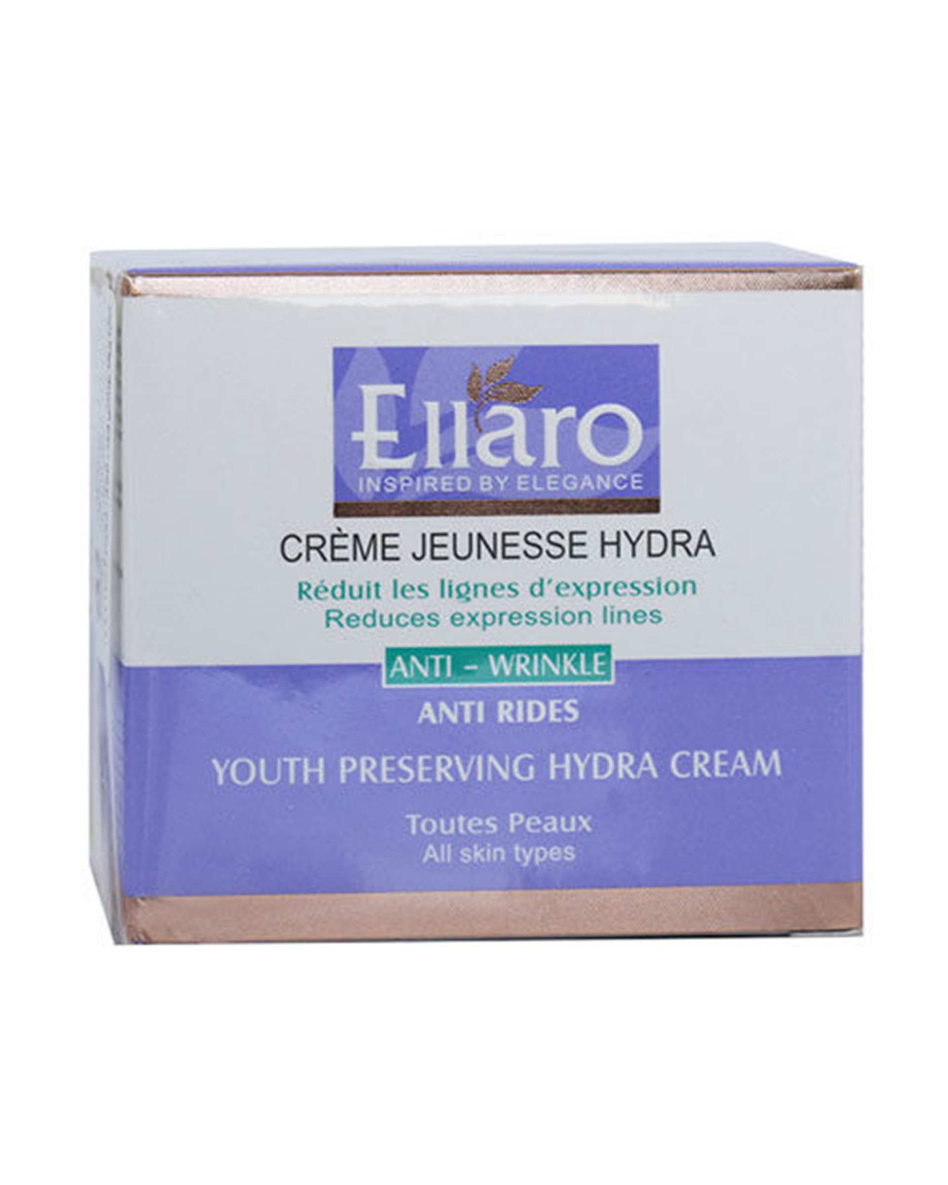 کرم مرطوب کننده صورت الارو Ellaro مدل Youth Preserving Hydra Anti Rides حجم 50ml