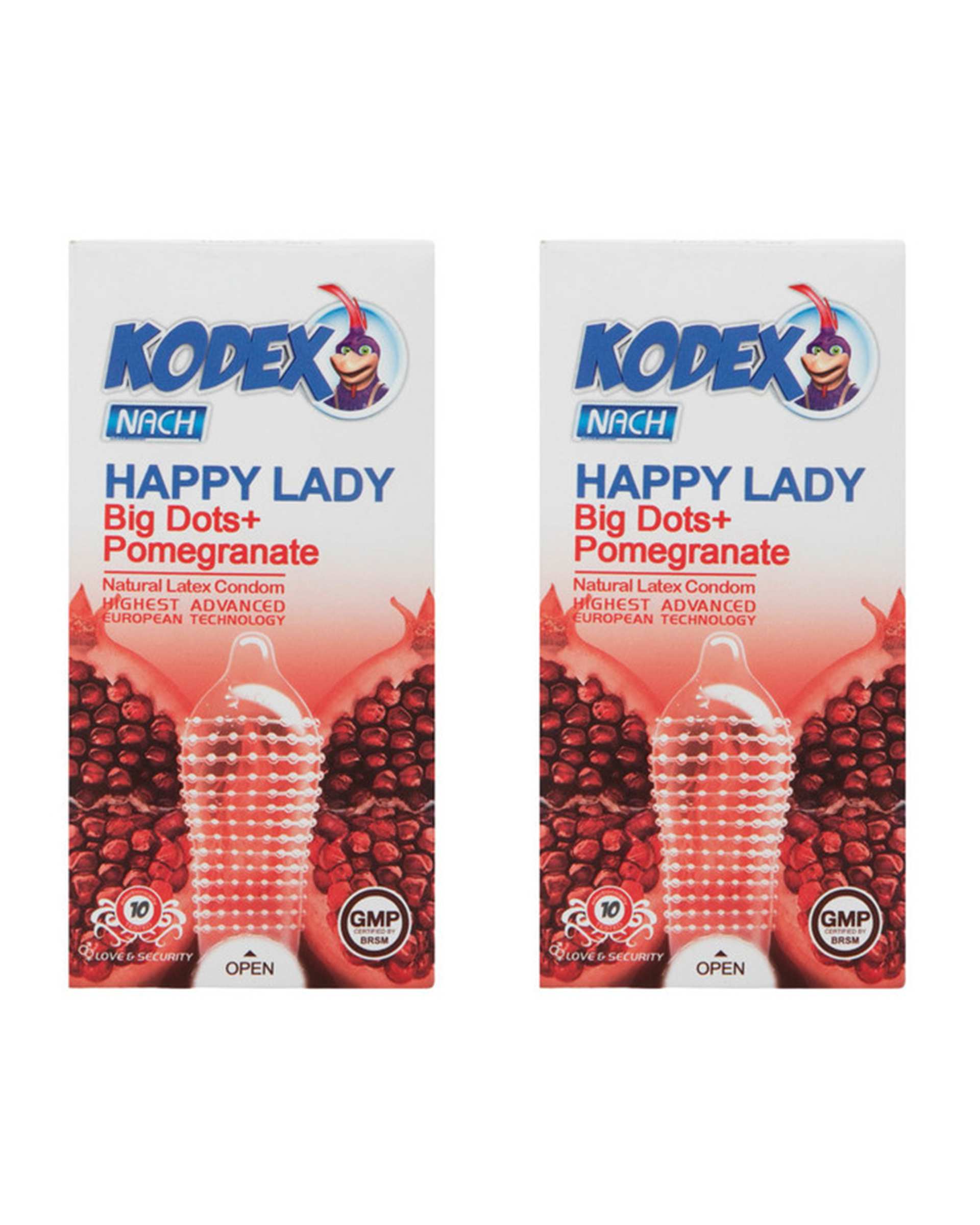 کاندوم خاردار ناچ کدکس Kodex مدل Happy Lady مجموعه 2 بسته 10 عددی