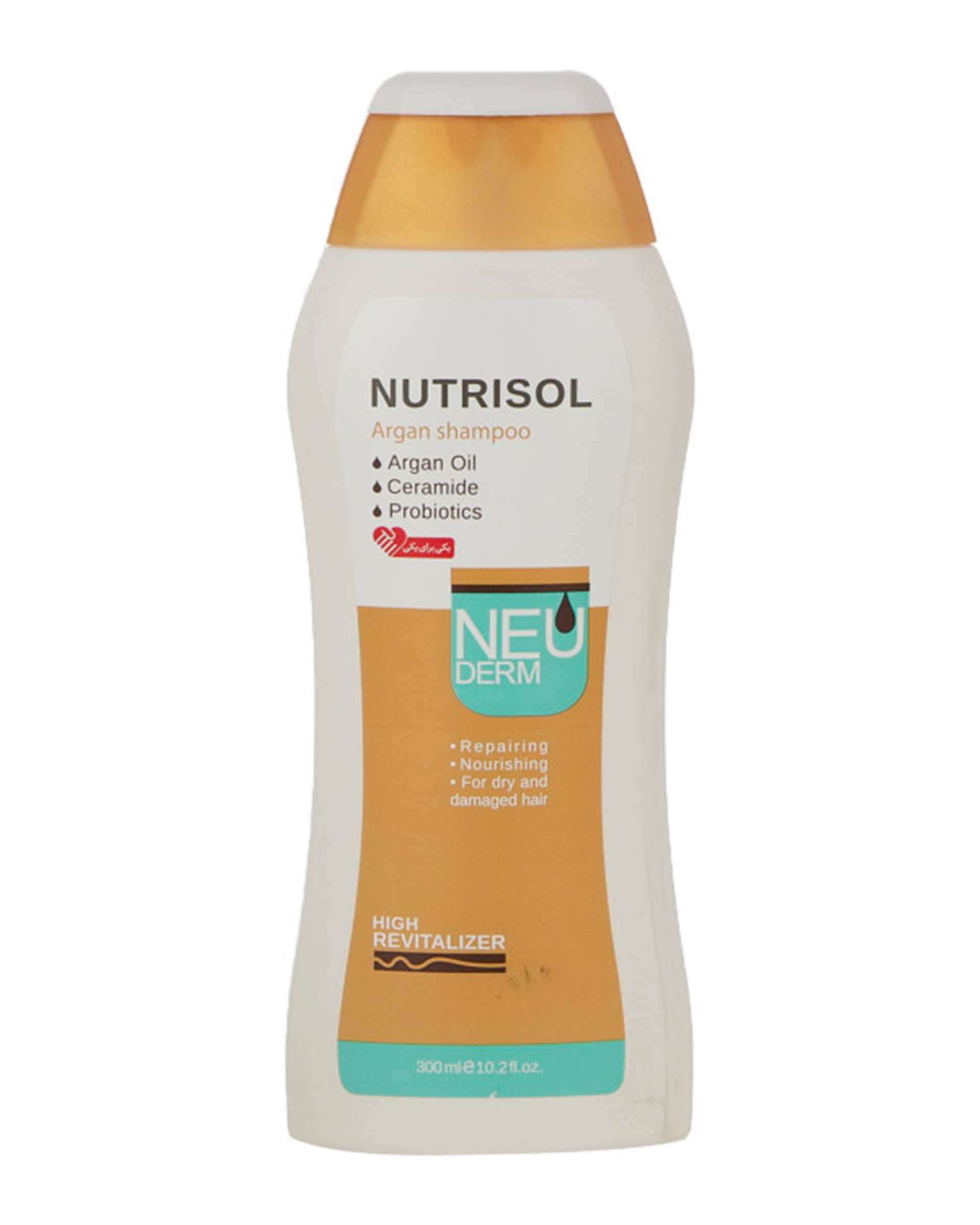 شامپو ضد ریزش مو به همراه نرم کننده مو نئودرم Neuderm مدل Nutrisol argan حجم 300ml بسته 2 عددی