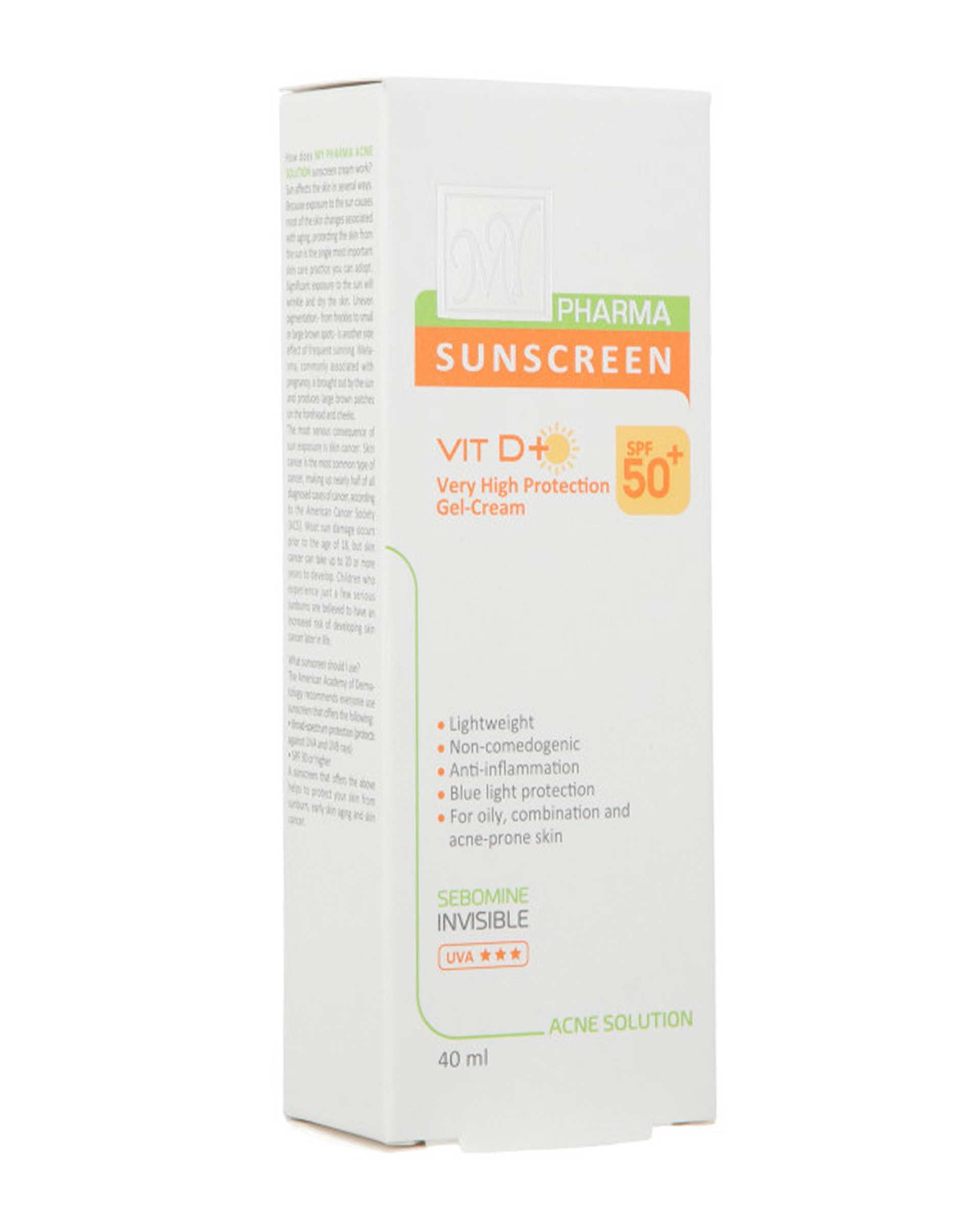 کرم ضد آفتاب SPF50 مای My سری فارما مدل VIT D مناسب پوست چرب و مختلط حجم 40ml