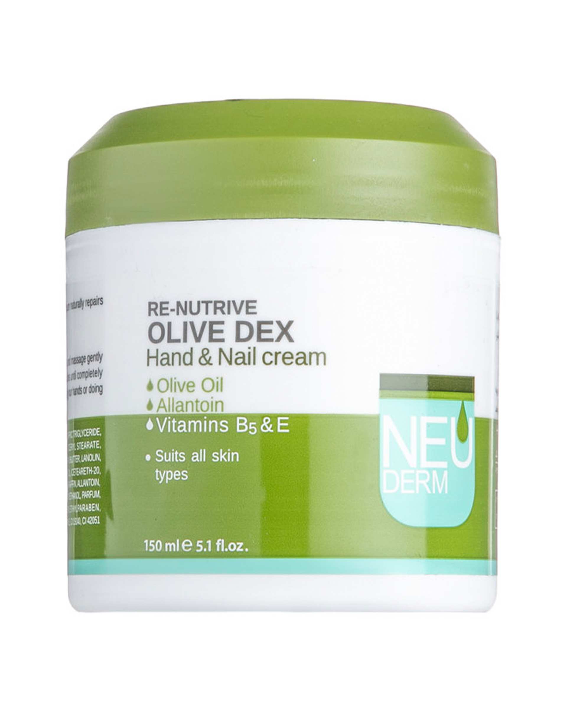 کرم مرطوب کننده دست و ناخن زیتون نئودرم Neuderm مدل Olive Dex حجم 150ml