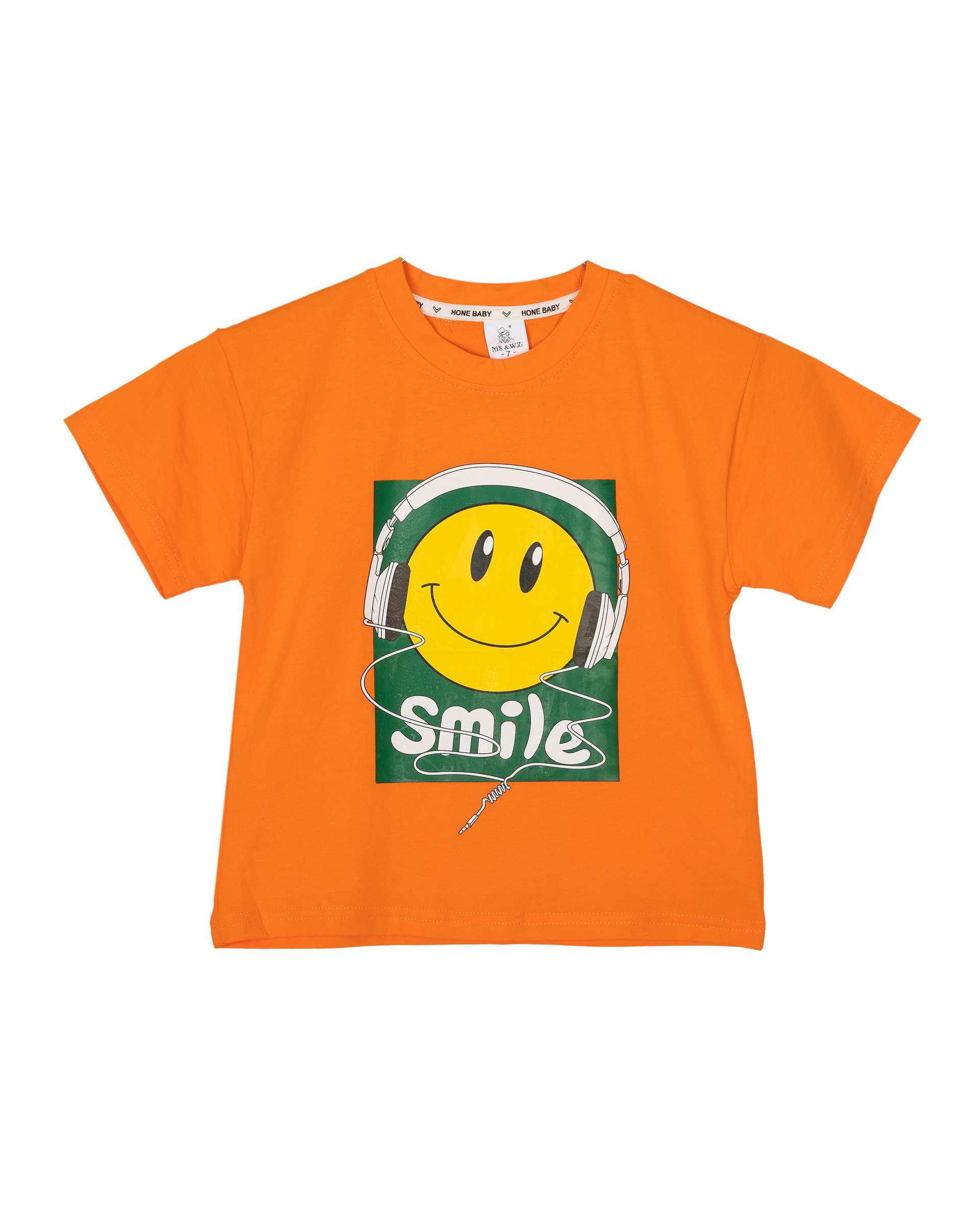 ست تی شرت و شلوارک بچگانه نارنجی کیدز پرو Kids Pro طرح Smile