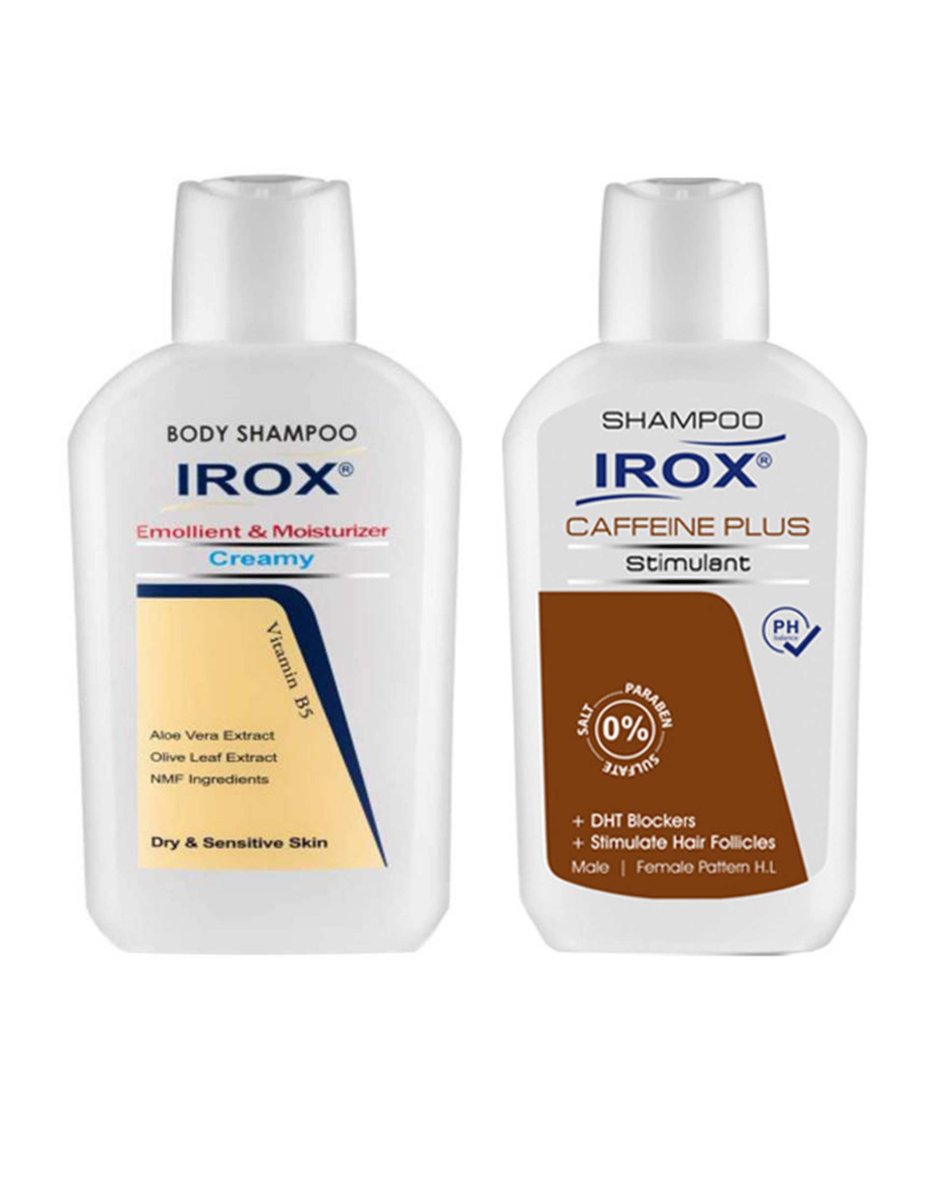 شامپو مو مدل کافئین پلاس به همراه شامپو بدن مدل ایمول ایروکس Irox حجم 200ml بسته 2 عددی