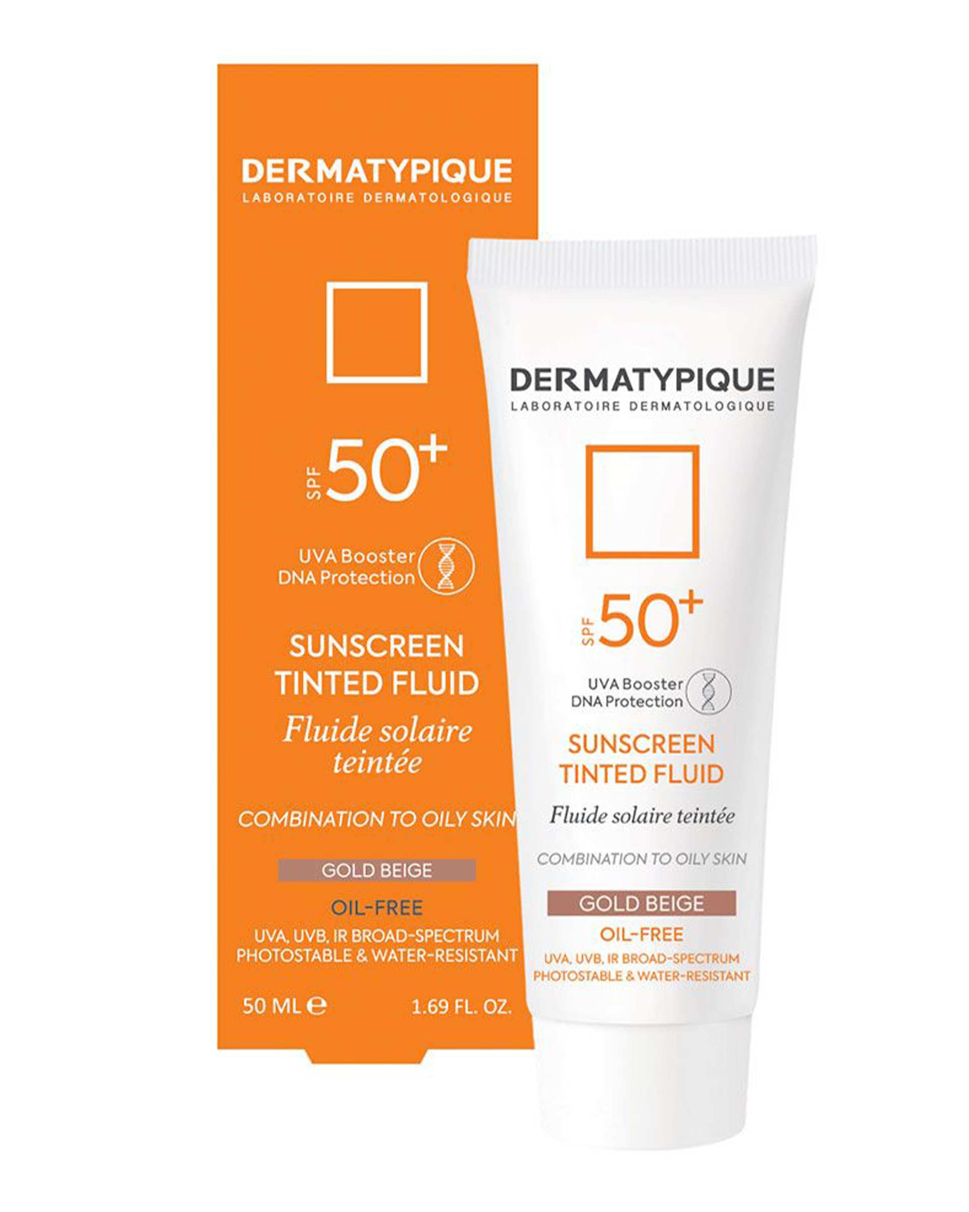 فلویید ضد آفتاب رنگی +SPF50 درماتیپیک Dermatypique مناسب پوست مختلط و چرب بژ طلایی