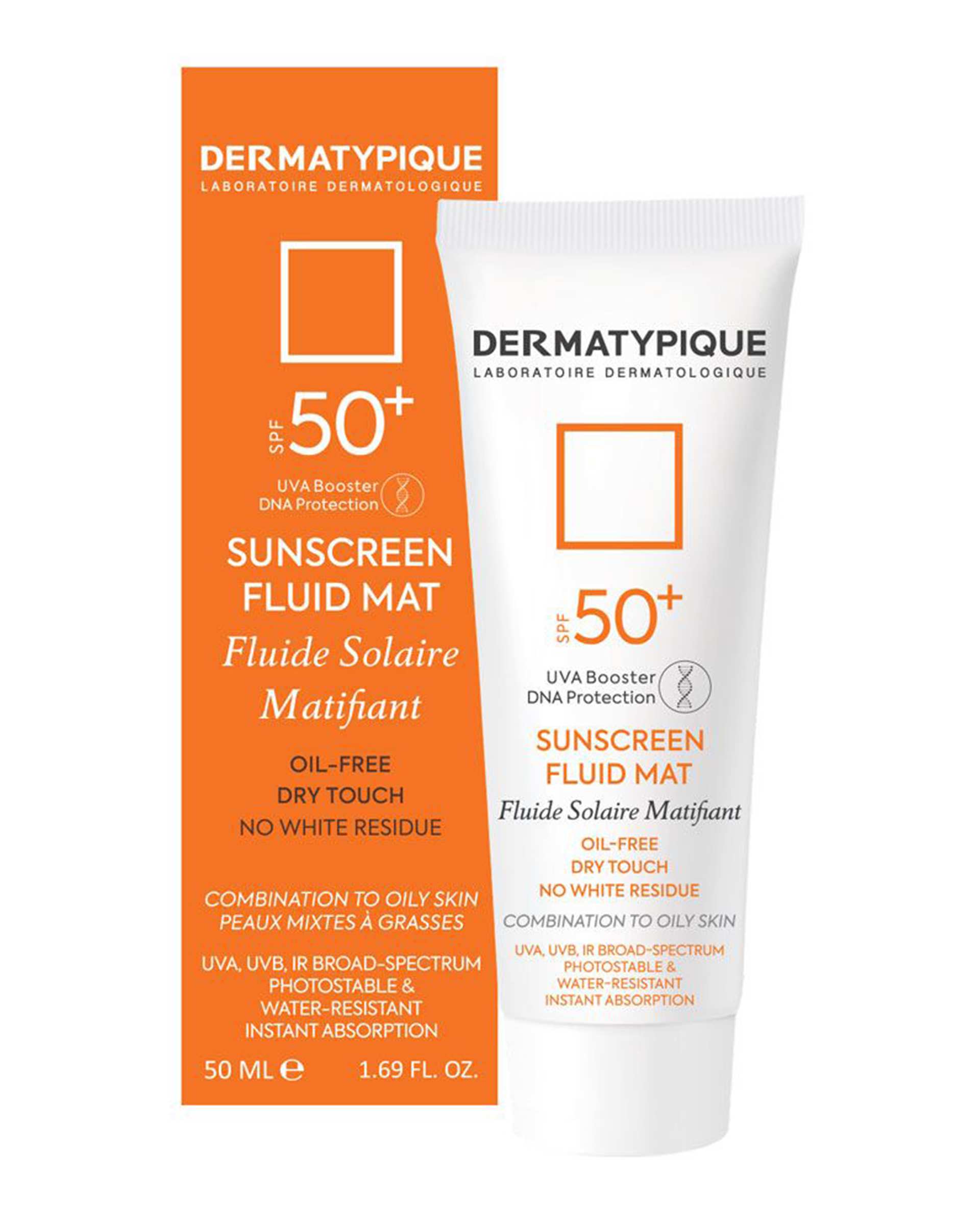 فلوئید ضد آفتاب بی رنگ SPF50 فاقد چربی درماتیپیک Dermatypique