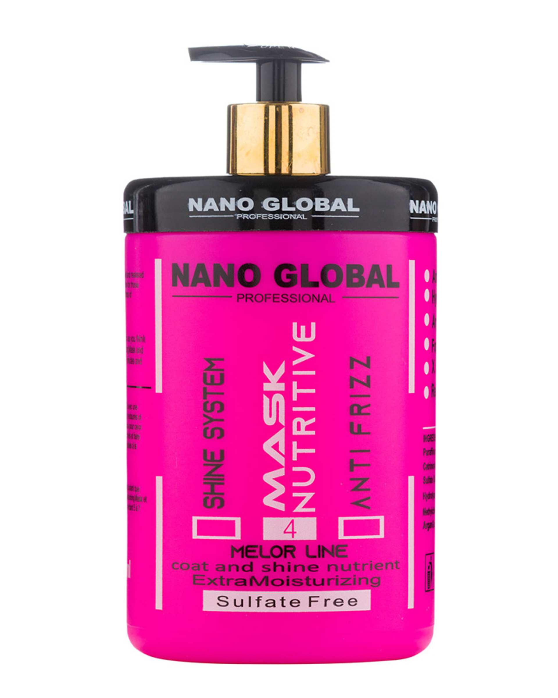 ماسک مو فاقد سولفات نانو گلوبال Nano Global مناسب موهای فر و مجعد 1000ml