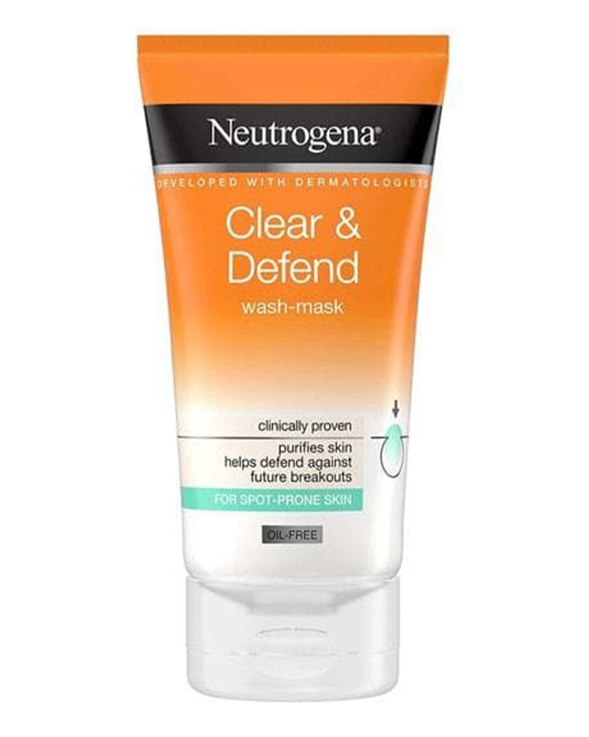 شوینده و ماسک صورت نوتروژینا Neutrogena مدل Clear & Defend حجم 150ml