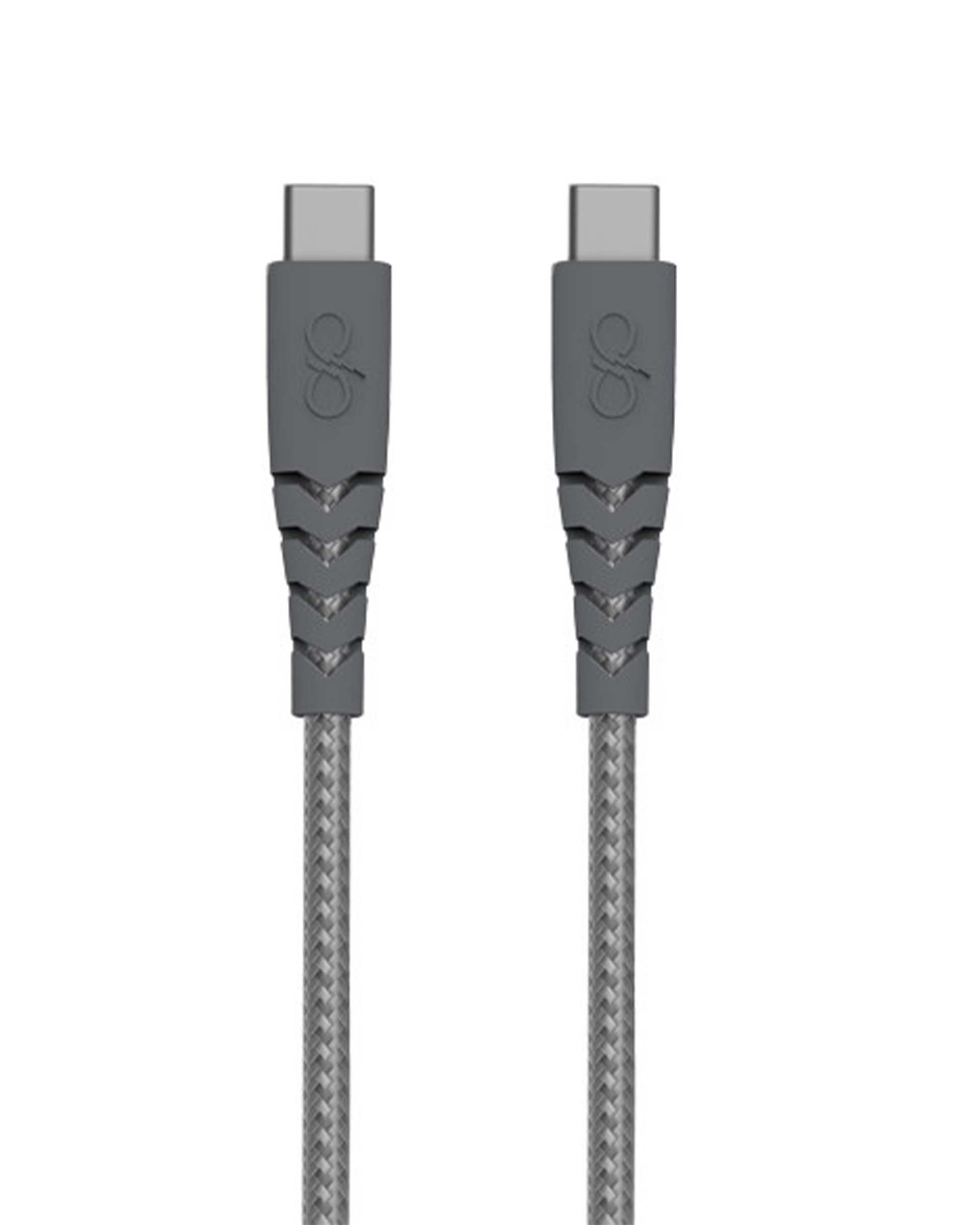 کابل شارژ USB-C به USB-C خاکستری فورس Force مدل FPCBLCC1M2M Ultra-reinforced Cable طول ۱.۲ متر