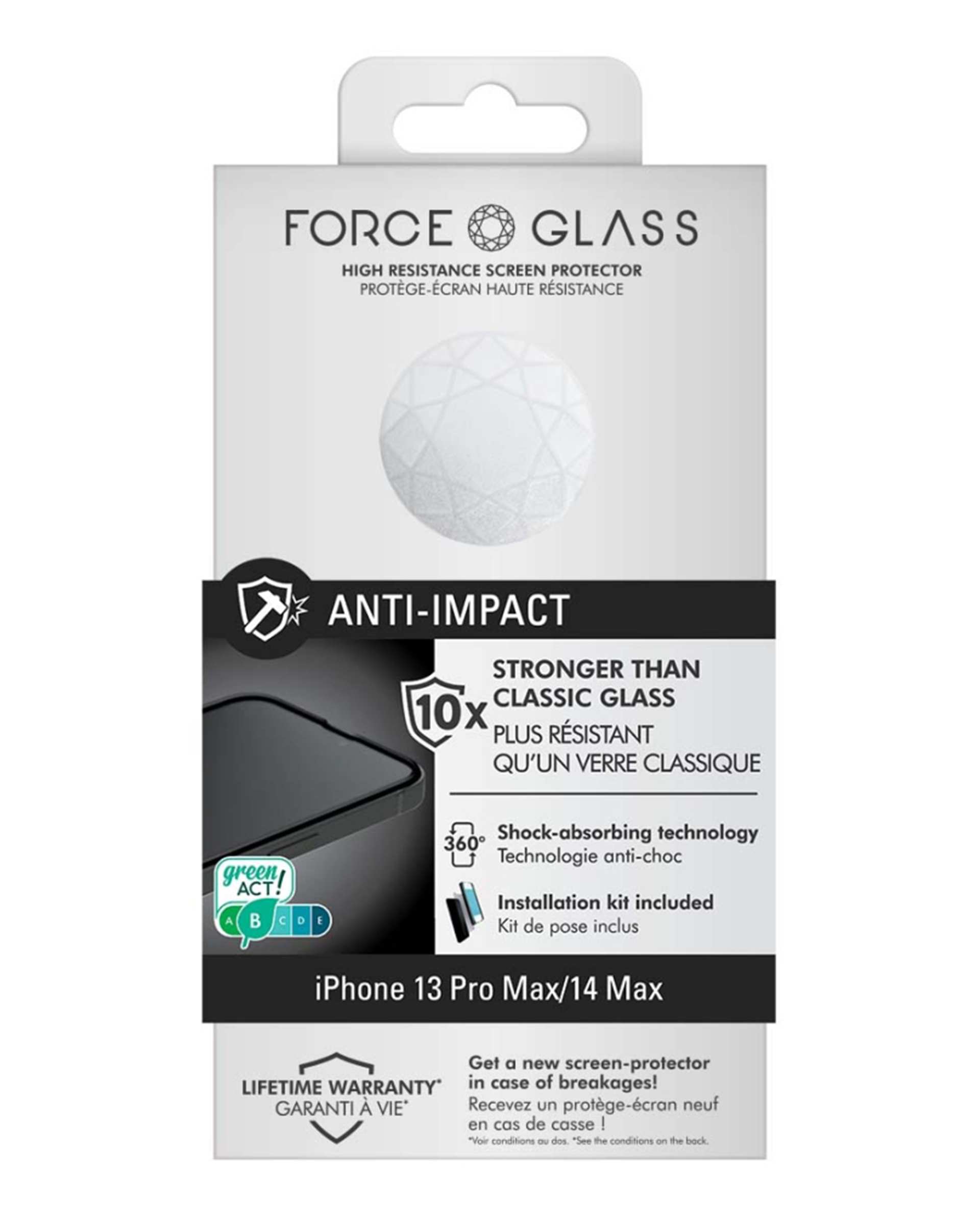 محافظ صفحه نمایش فورس Force مدل FGIP13PMIMPACT Anti Impact مناسب برای گوشی موبایل اپل iPhone 13 Pro Max / 14 Max