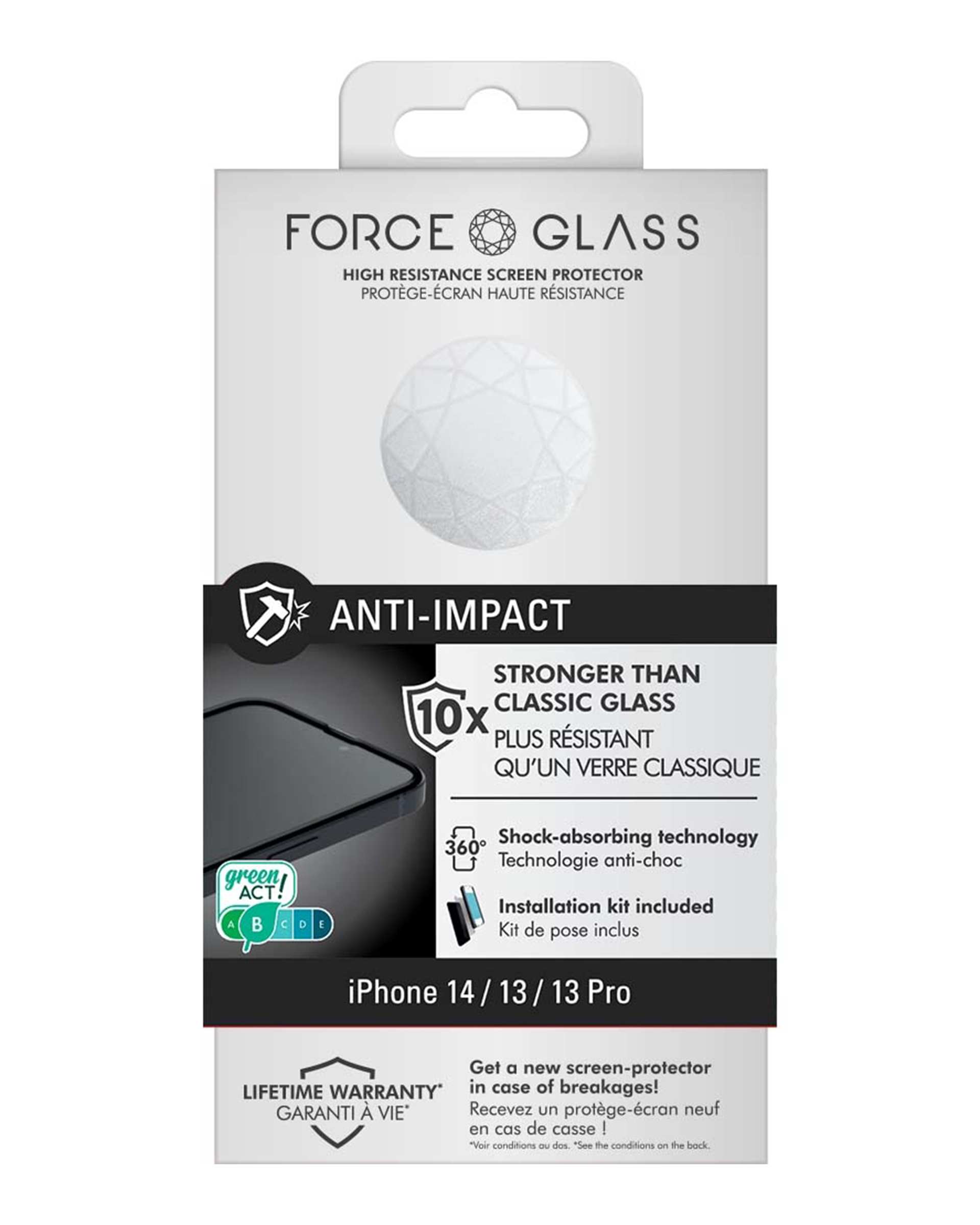 محافظ صفحه نمایش فورس Force مدل FGIP13IMPACT Anti Impact مناسب برای گوشی موبایل اپل iPhone 14 / 13 / 13 Pro