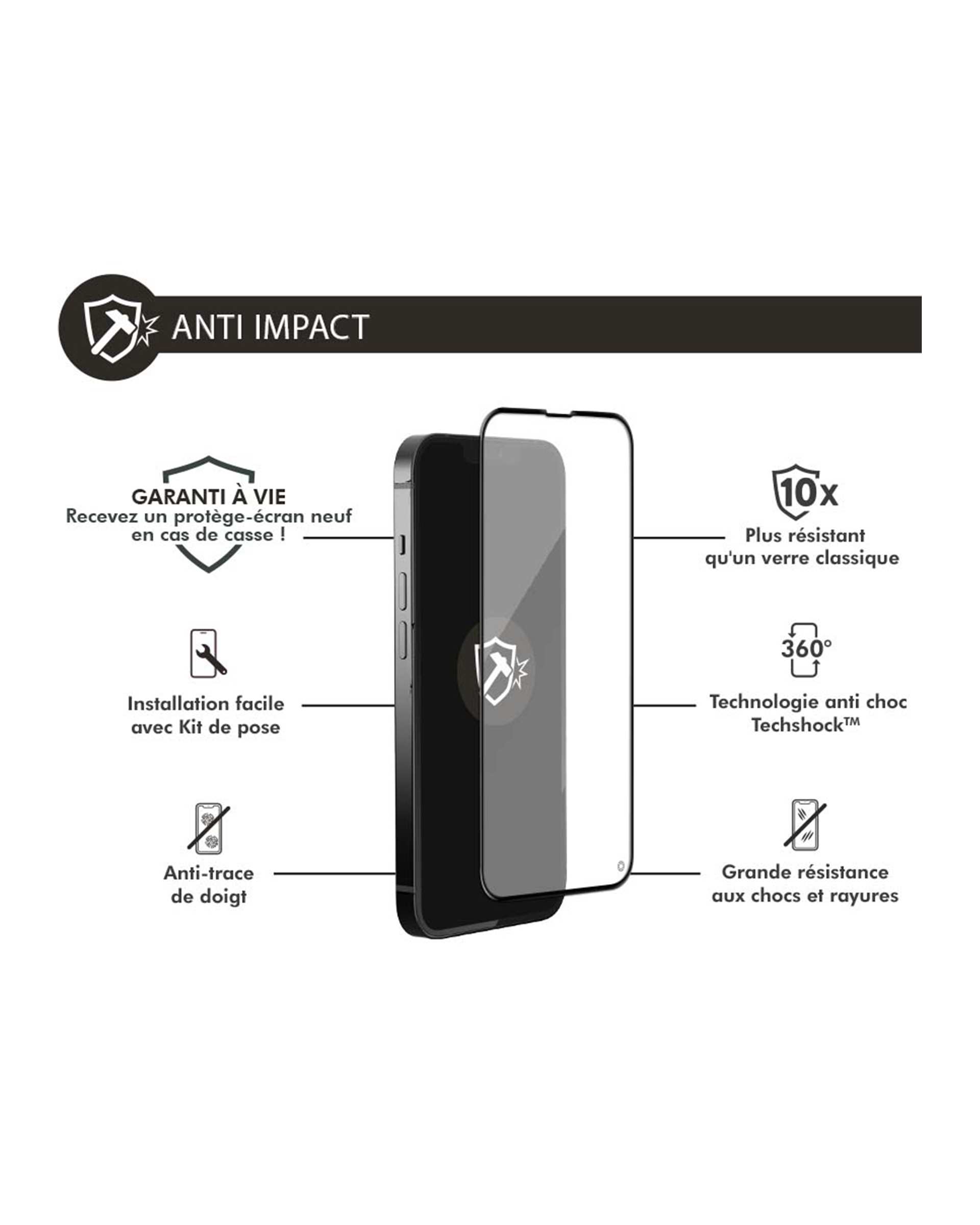 محافظ صفحه نمایش فورس Force مدل FGIP13IMPACT Anti Impact مناسب برای گوشی موبایل اپل iPhone 14 / 13 / 13 Pro