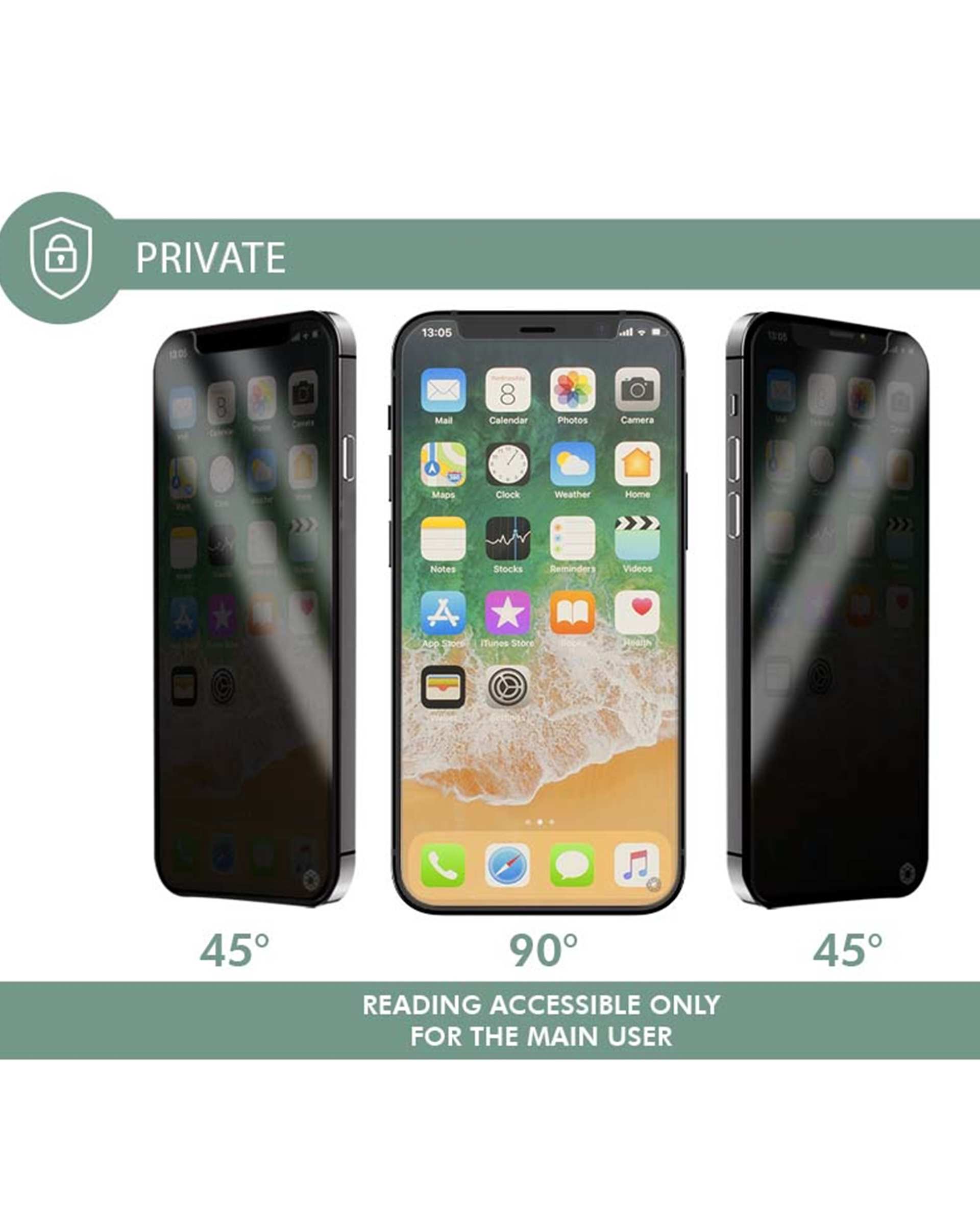 محافظ صفحه نمایش حریم شخصی فورس Force مدل FGOGIP1367PRIV Flat Private مناسب برای گوشی موبایل اپل iPhone 14 Max iPhone 13 Pro Max