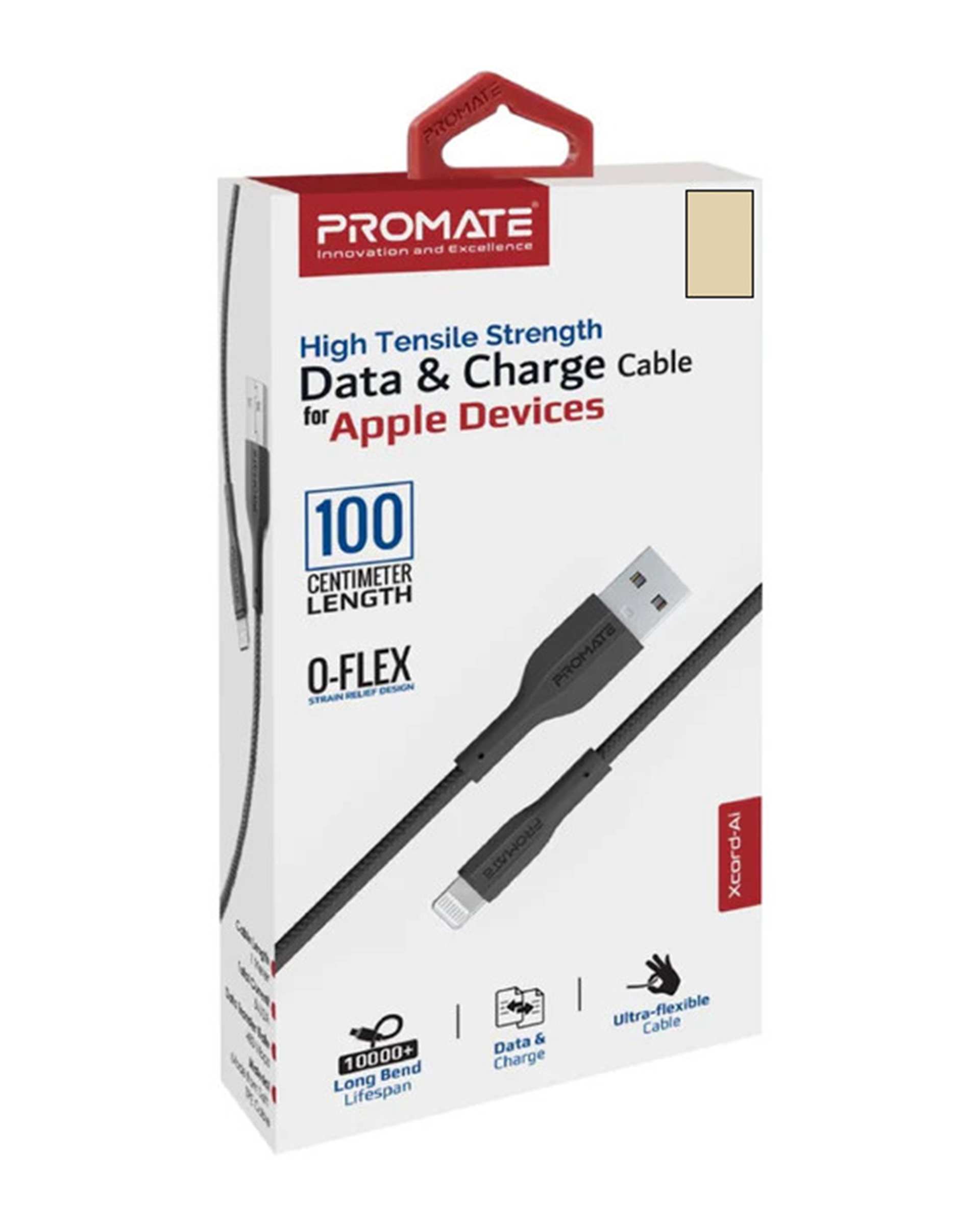 کابل تبدیل USB-A به لایتنینگ مشکی پرومیت Promate مدل XCORD-AI به طول 1 متر