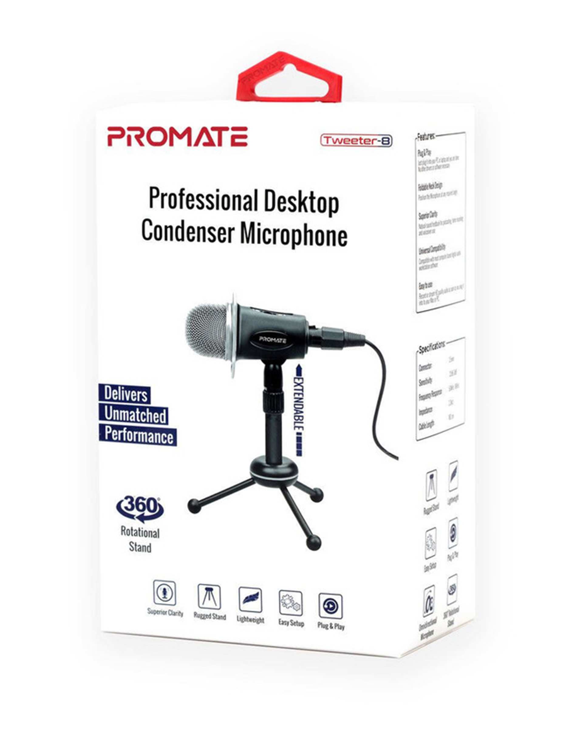 میکروفن رومیزی مشکی پرومیت Promate مدل TWEETER-9