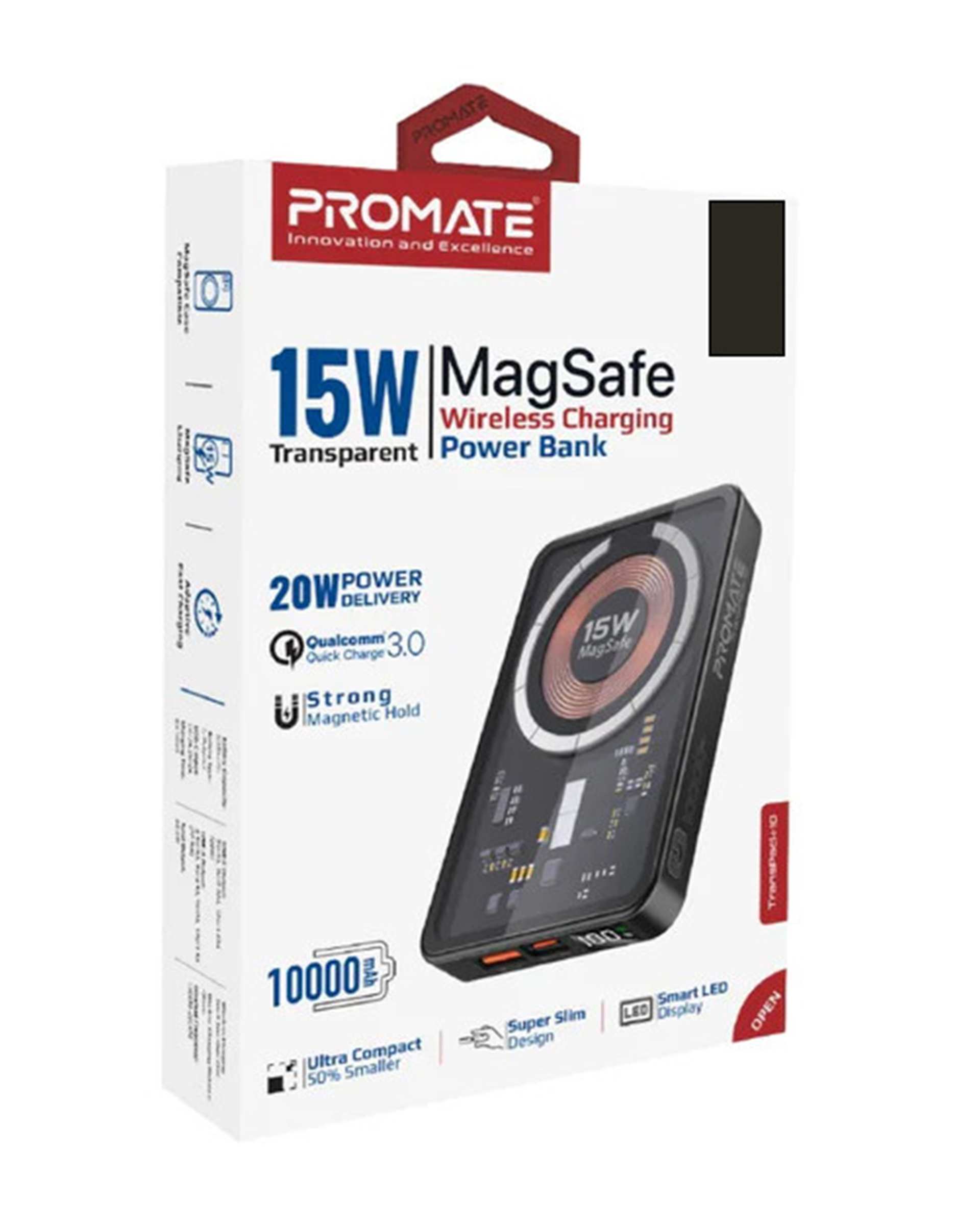 پاوربانک بی سیم مشکی پرومیت Promate مدل TRANSPACK-10 ظرفیت 10000 میلی آمپر ساعت