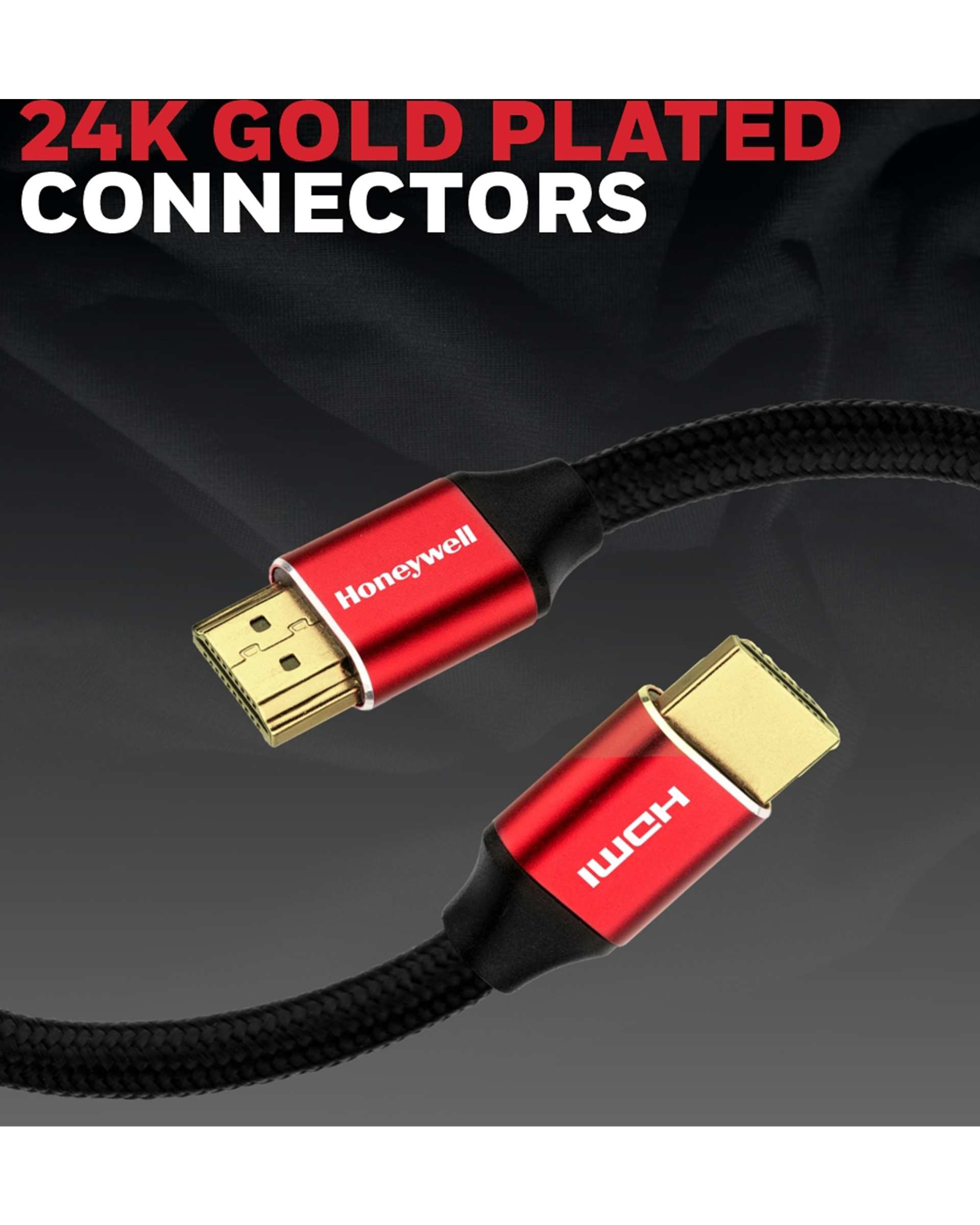 کابل HDMI 2.1 مشکی قرمز هانیول Honeywell به طول 2 متر