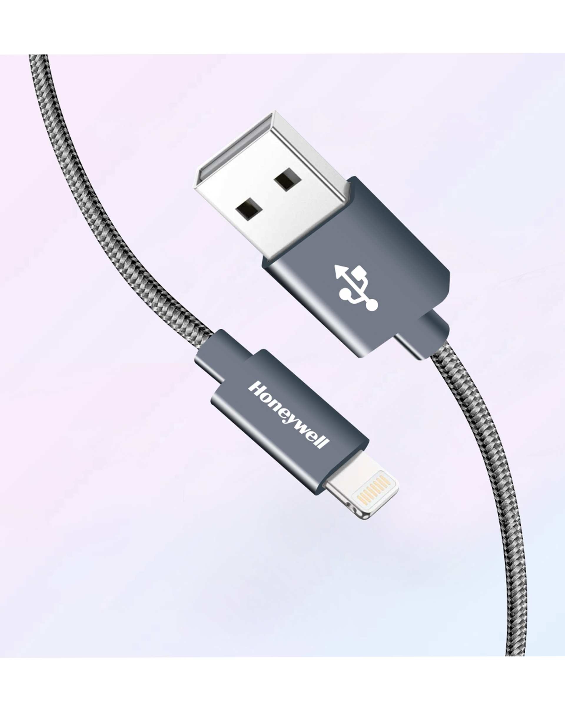 کابل تبدیل USB به لایتنینگ طوسی هانیول Honeywell طول 1.2 متر