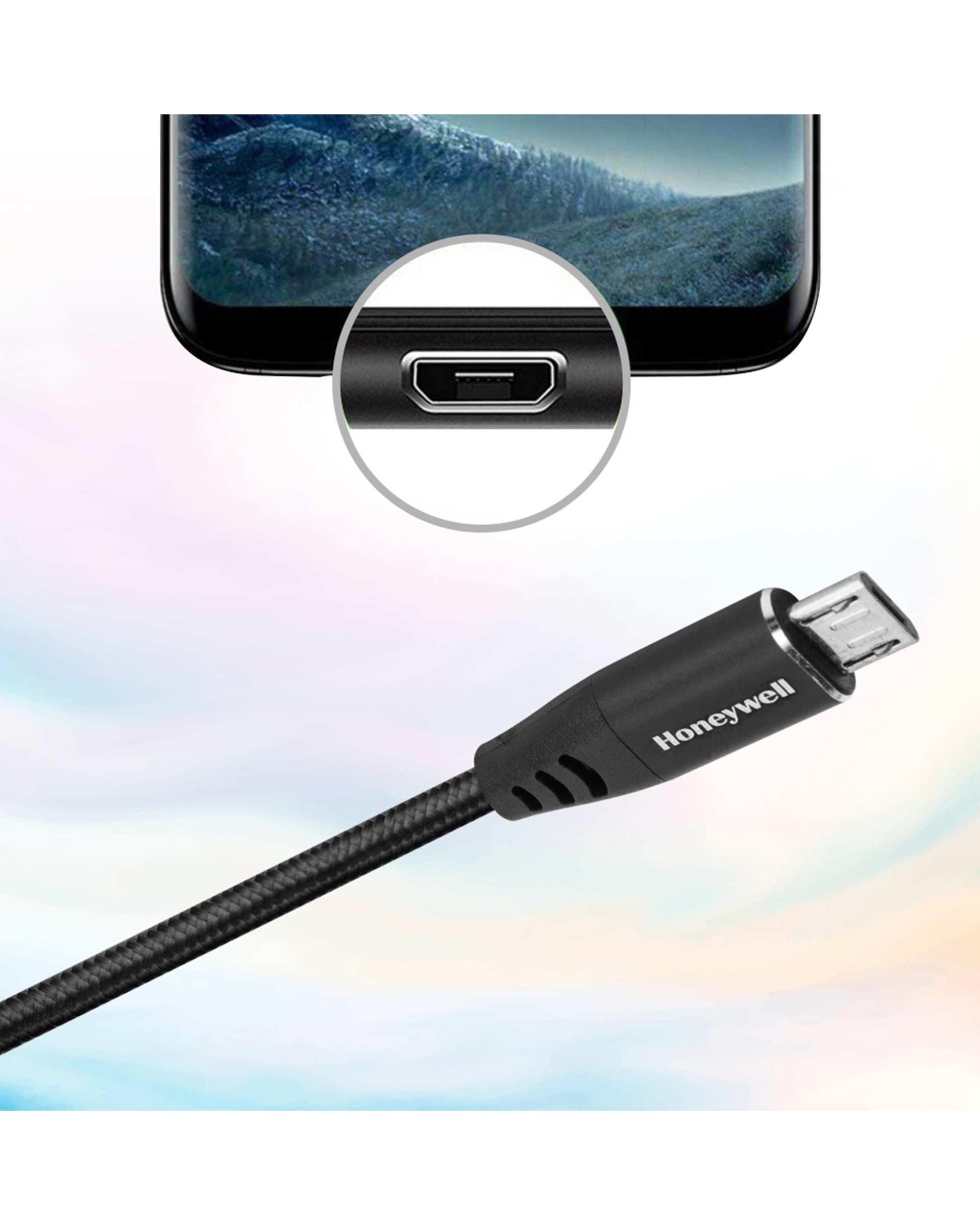 کابل تبدیل USB به MicroUSB مشکی هانیول Honeywell طول 1.2 متر