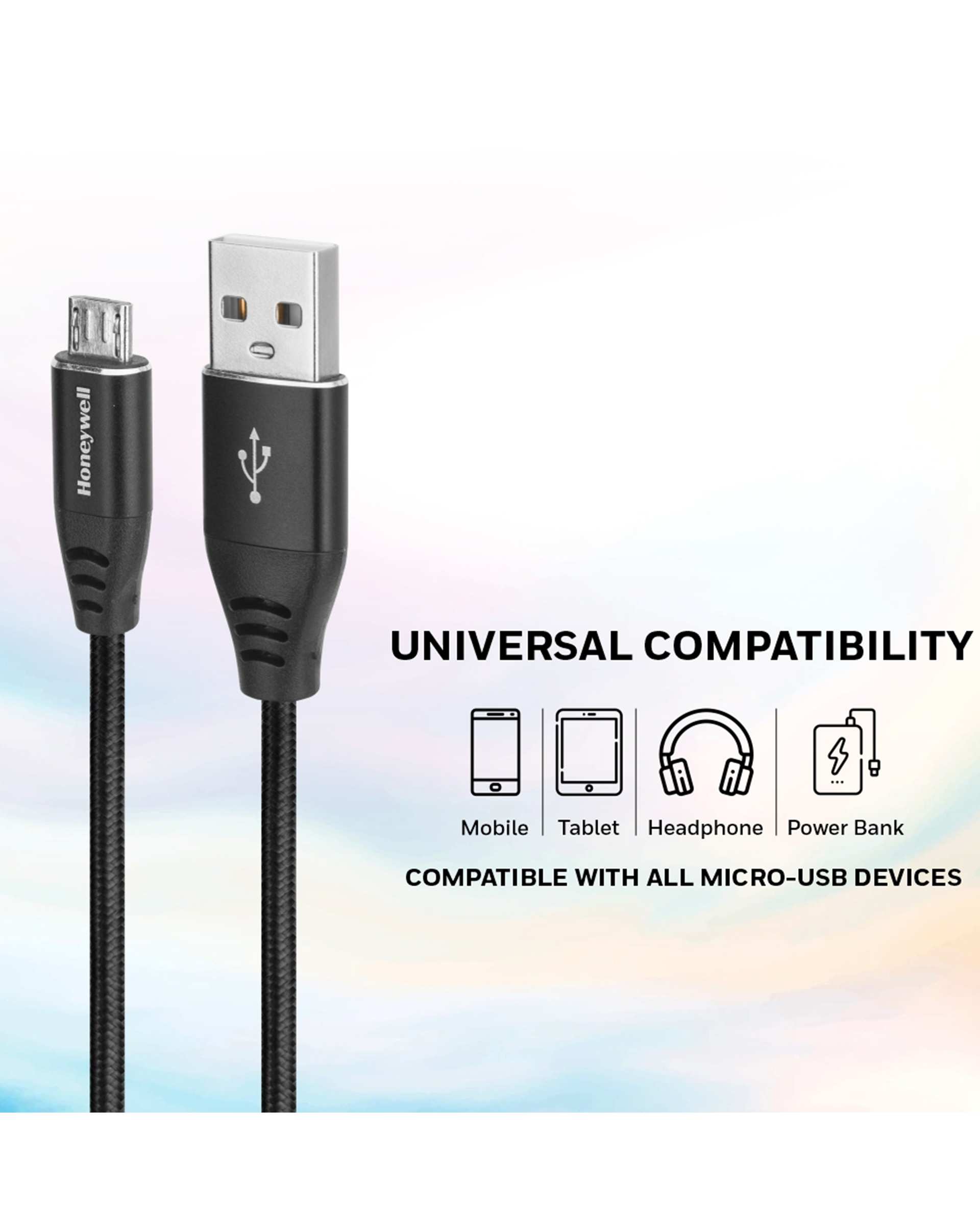 کابل تبدیل USB به MicroUSB مشکی هانیول Honeywell طول 1.2 متر