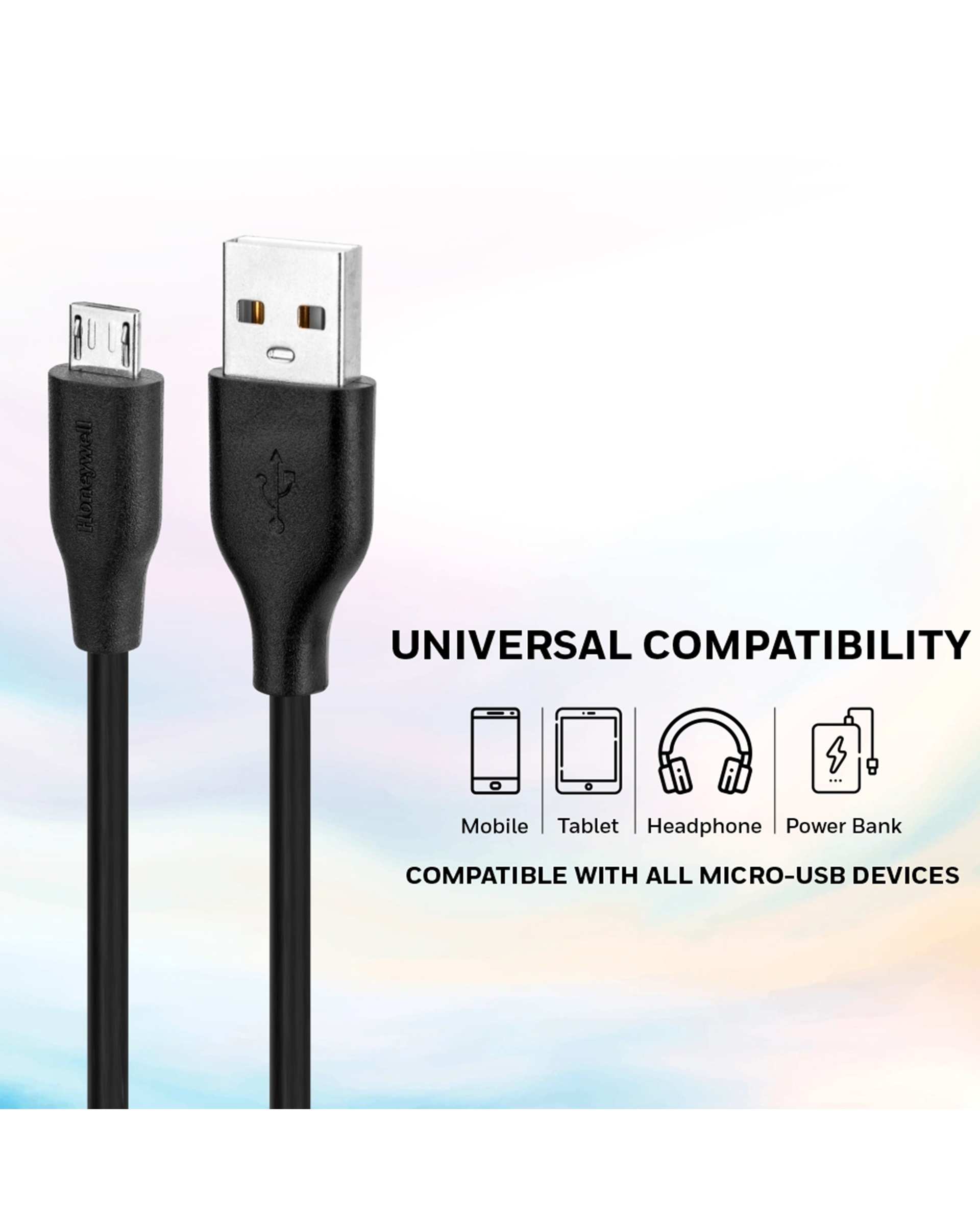 کابل تبدیل USB به Micro USB مشکی هانیول Honeywell طول 1.2 متر