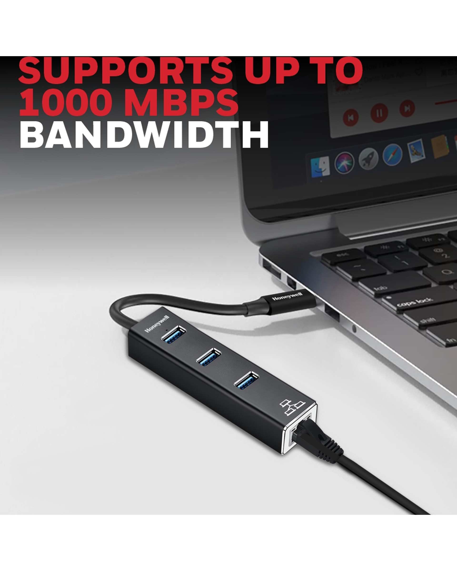 هاب 3 پورت USB 3.0 مشکی هانیول Honeywell