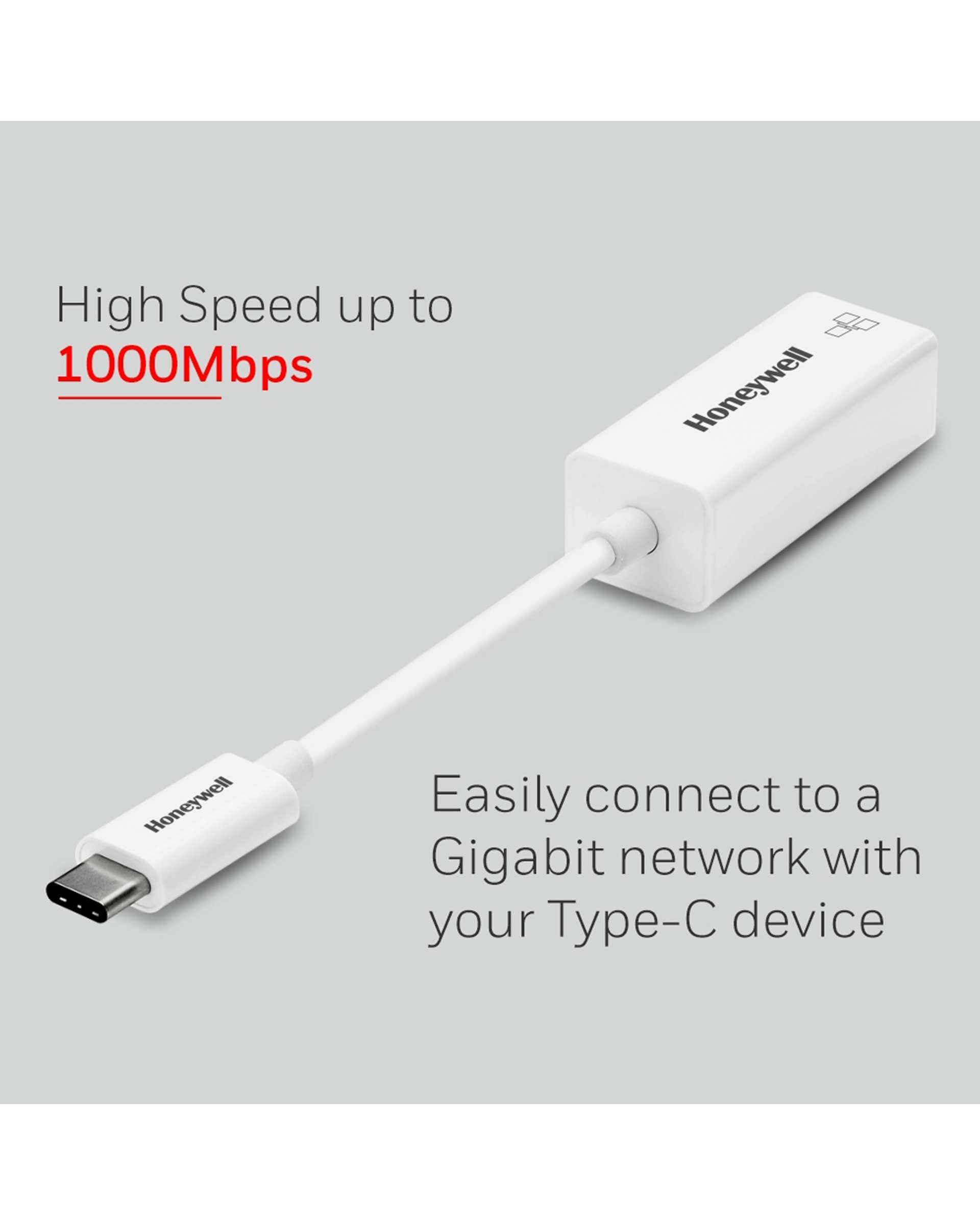 مبدل USB-C به اترنت سفید هانیول Honeywell مدل HC000007