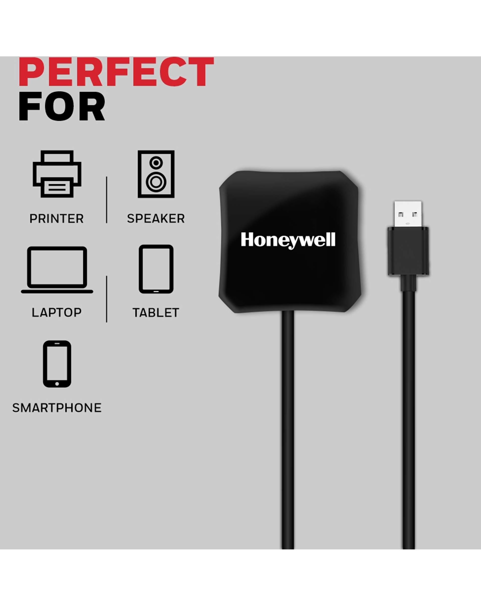 هاب 4 پورت USB 3.0 مشکی هانیول Honeywell مدل HC000010